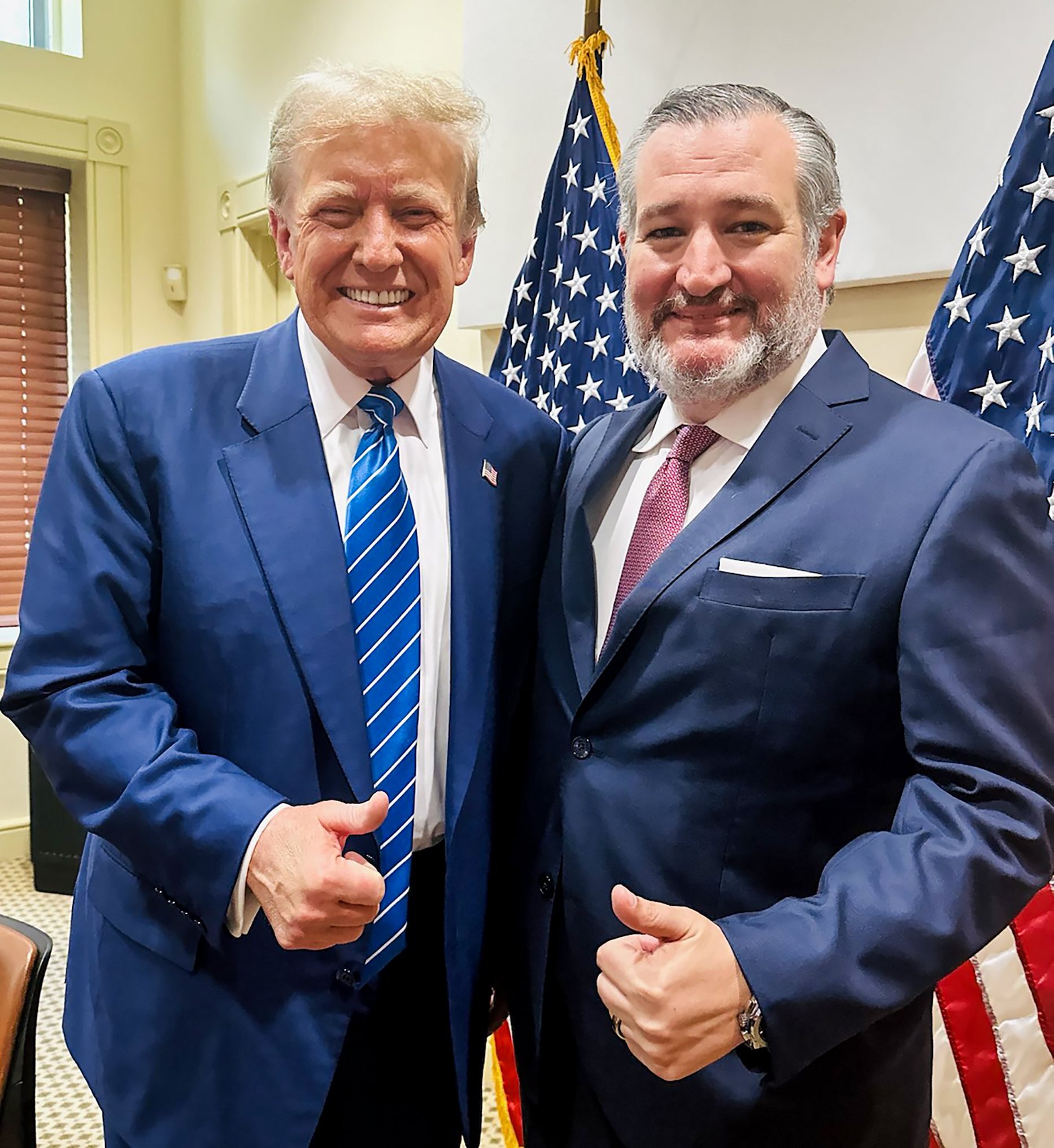 Republican presidential candidate Donald Trump with poses with Senator Ted Cruz, who is in the running to be Trump's VP.