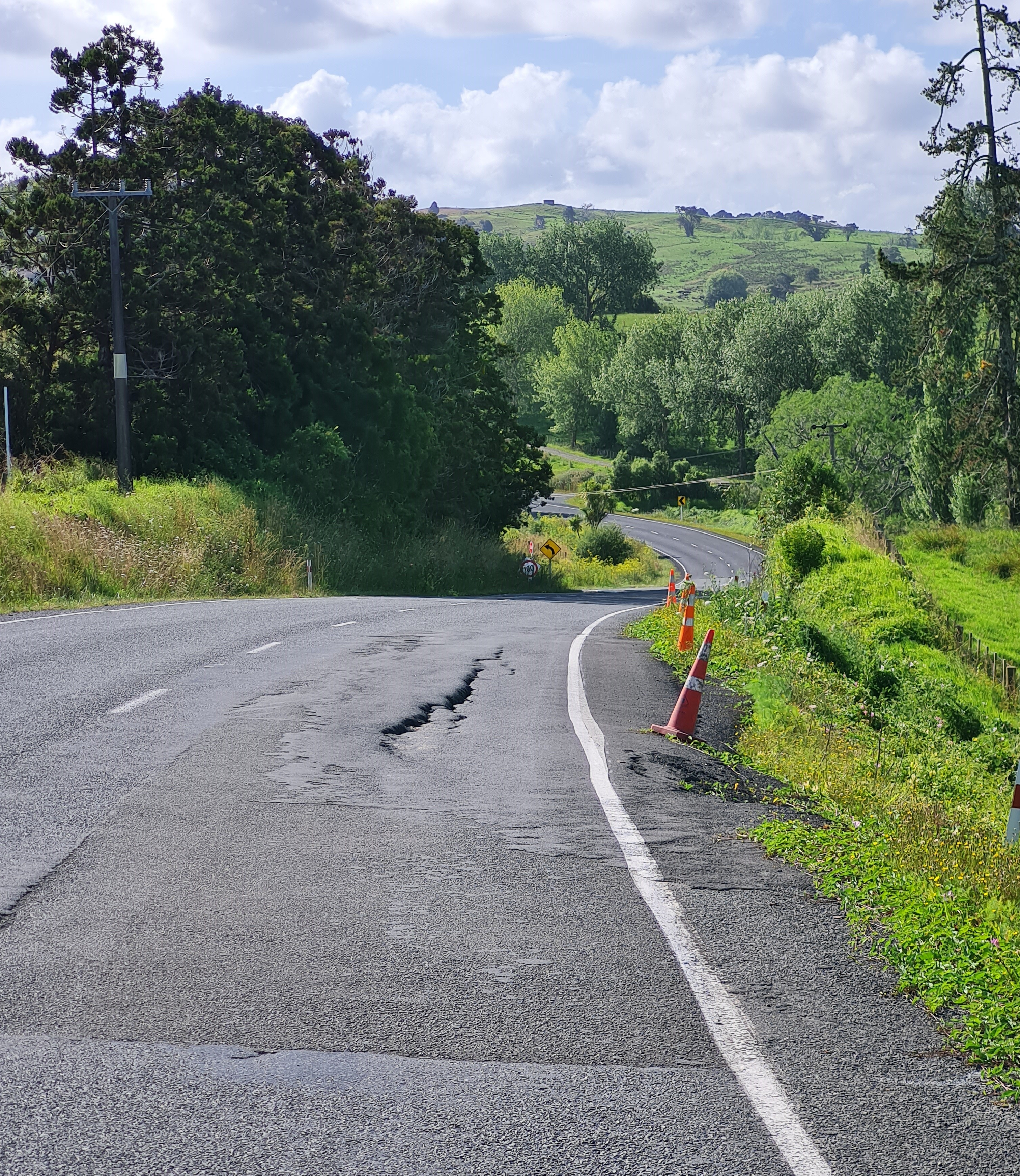Giles Stewart fears dangerous spots like this on State Highway 12 will catch drivers out when SH1 is closed at the Brynderwyns.