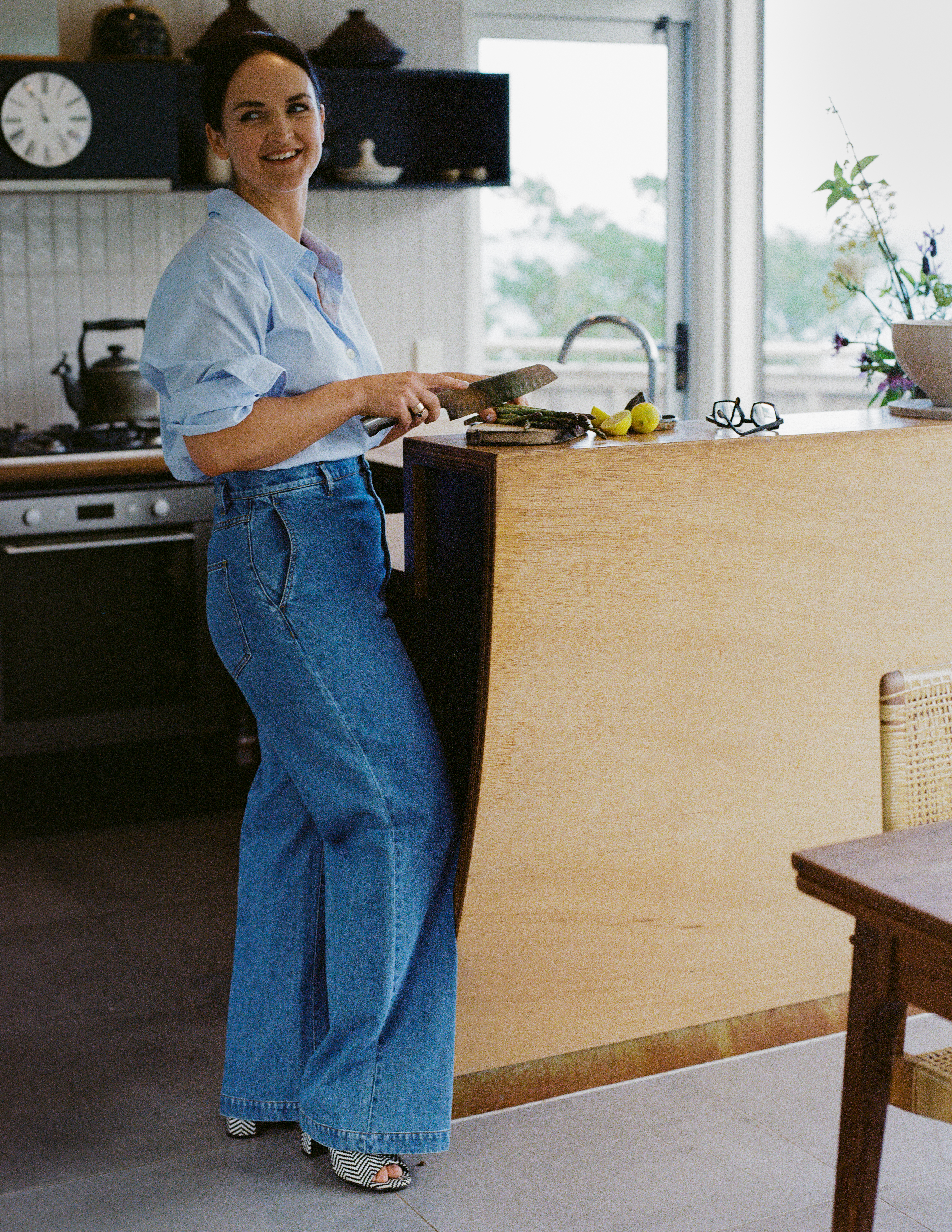 Abel Odor founder Frances Shoemack prepares a meal in the kitchen of her Wellington home. Photo / Ruby Holland
