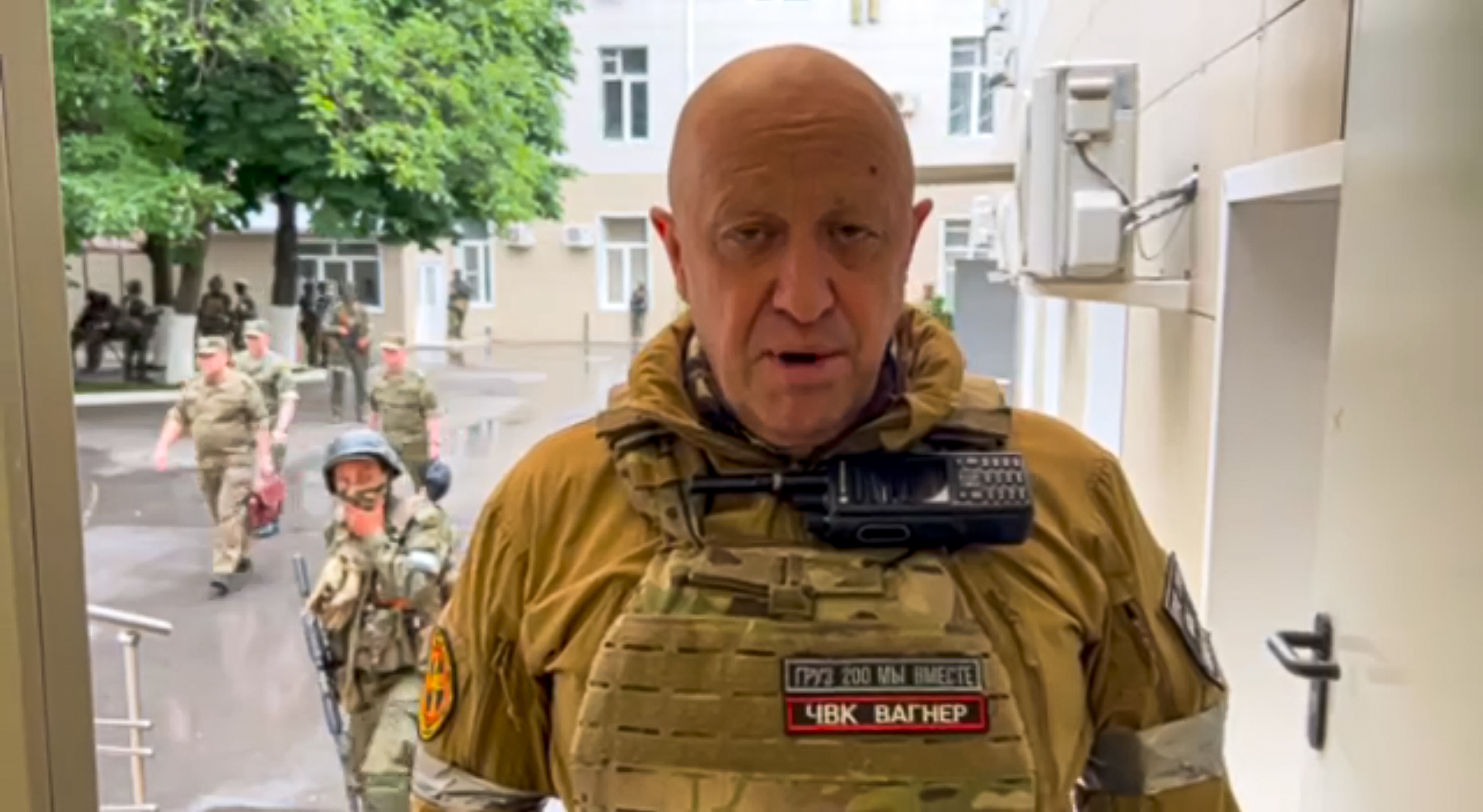 Yevgeny Prigozhin, the owner of the Wagner Group military company, records his video addresses in Rostov-on-Don, Russia. Photo / AP
