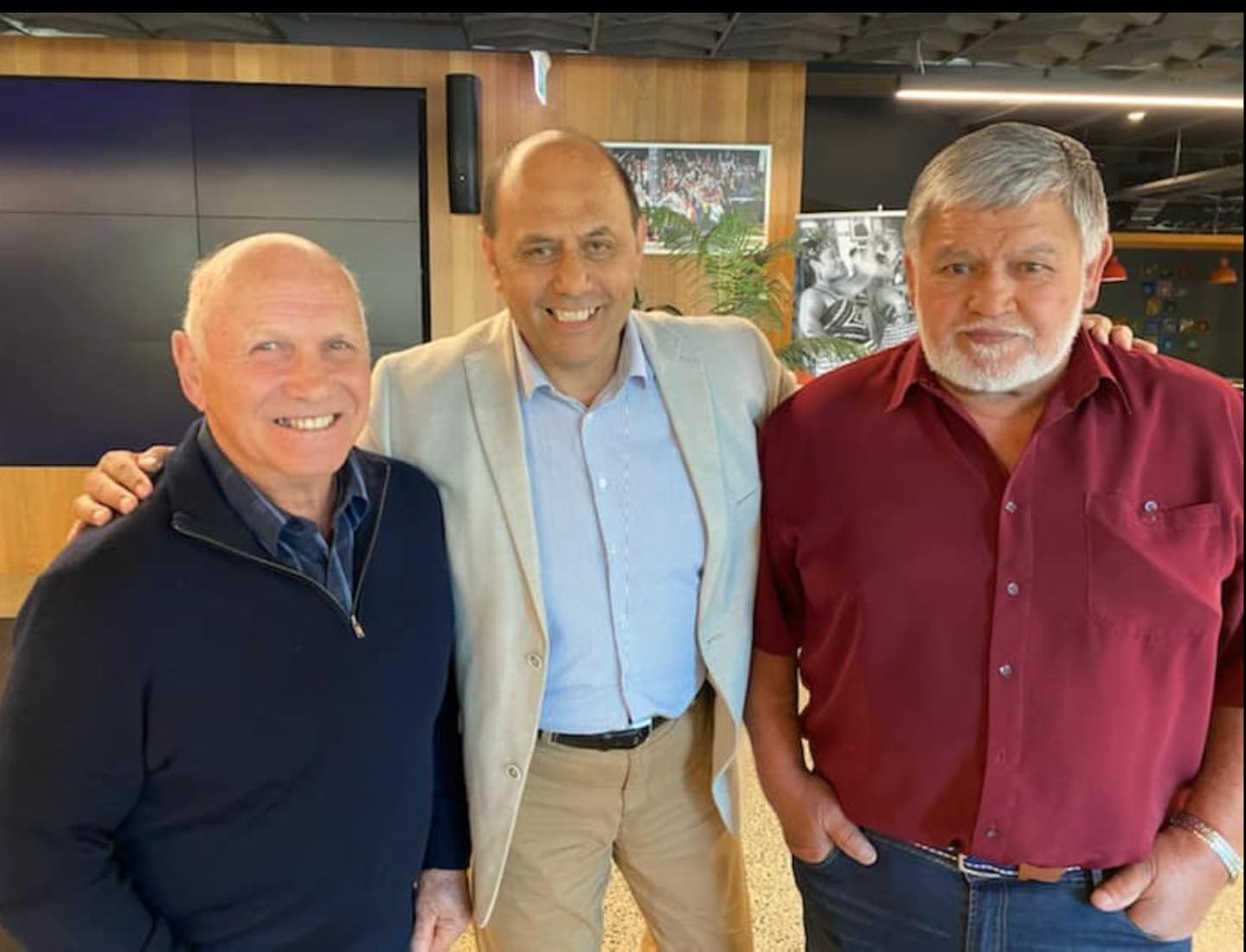Willie Jackson (centre) with Sid Going (left) and Bill Bush, two of the greatest Māori All Blacks.
