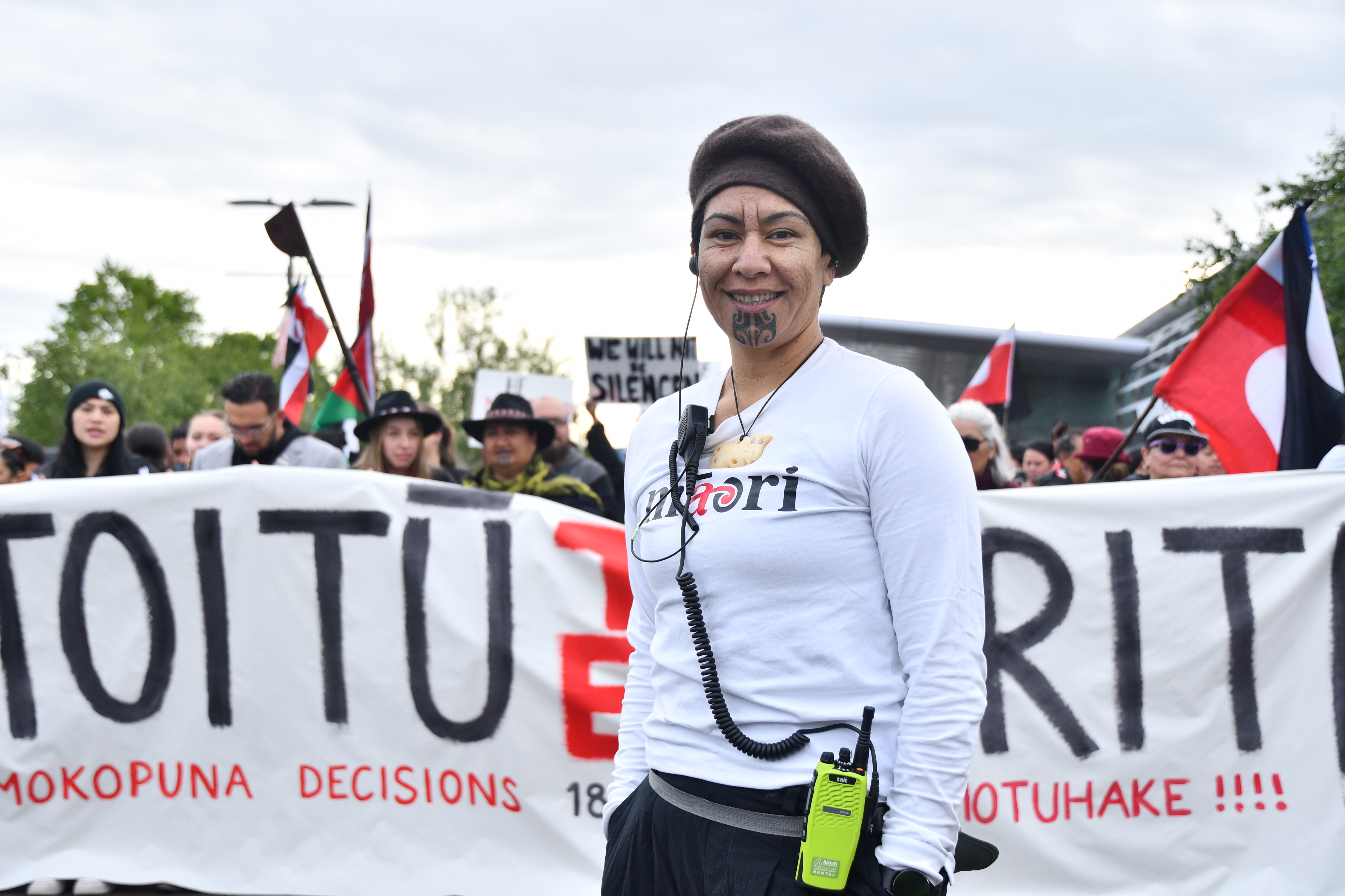 Te Pāti Māori vice president Fallyn-Flavell at a Rotorua hīkoi in December last year. Photo / Laura Smith