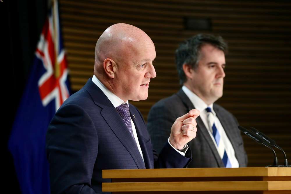Prime Minister Christopher Luxon (left) and Housing Minister Chris Bishop announced a crackdown on Kāinga Ora tenants who exhibit “persistent antisocial behaviour”. Photo / Mark Mitchell