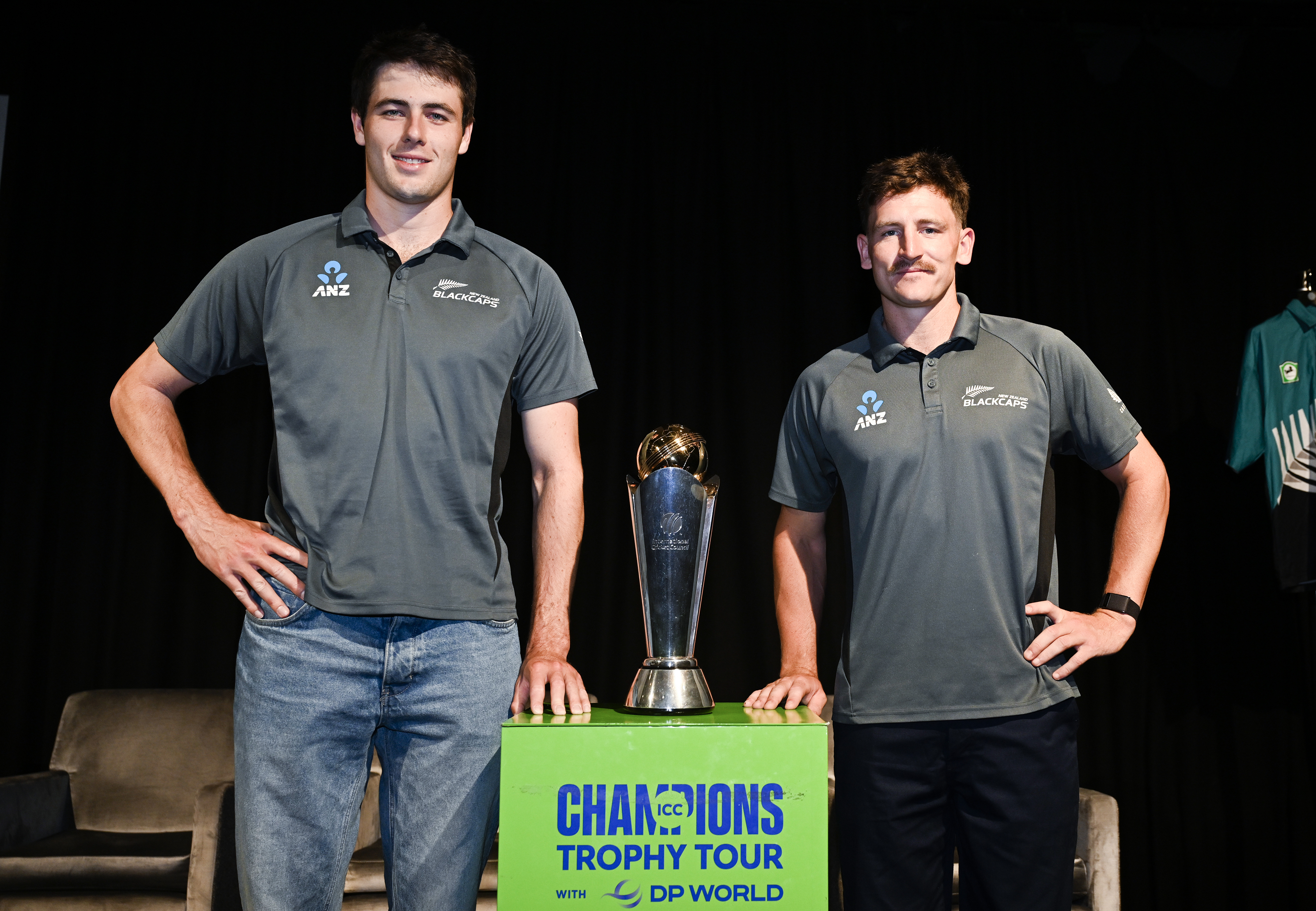 Will O'Rourke and Nathan Smith at the Champions Trophy squad announcement. Photo / Photosport