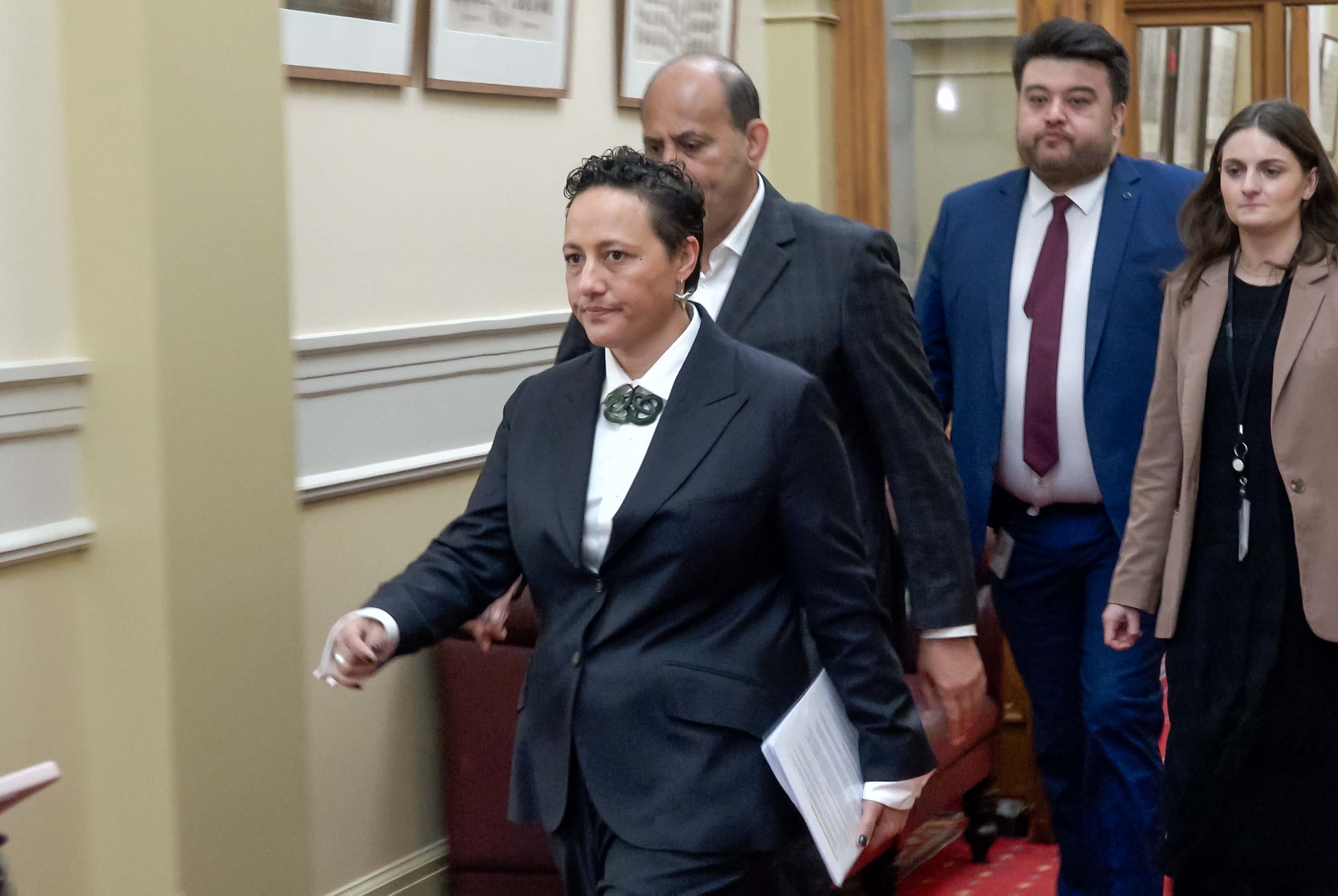 Justice Minister Kiri Allan on her way the the Labour caucus, Parliament, Wellington. 18 July, 2023. NZ Herald photo by Mark Mitchell