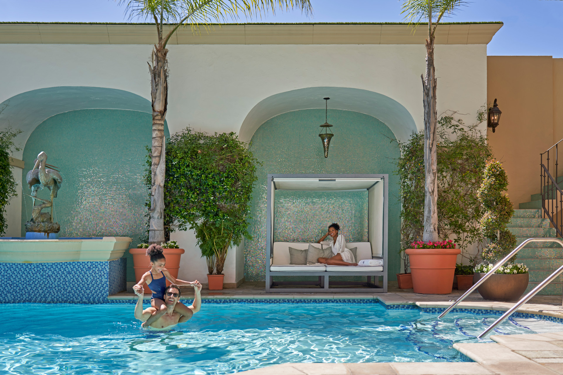 The Mediterranean-style pool at the Beverly Wilshire.