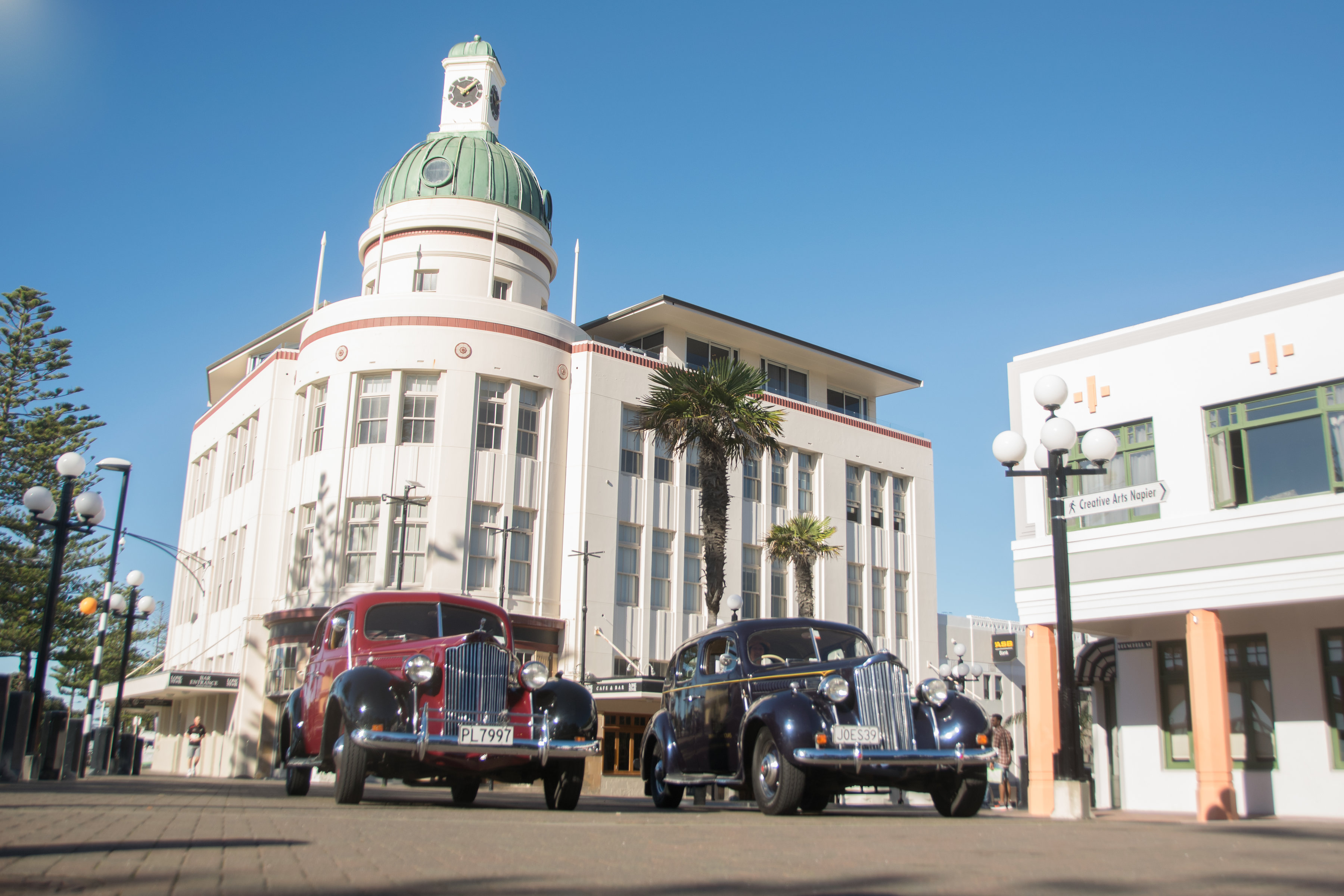 The former T&G Building, now The Dome, is the go-to backdrop for selfies during Napier's annual Art Deco festival. Photo / Hawkes Bay NZ