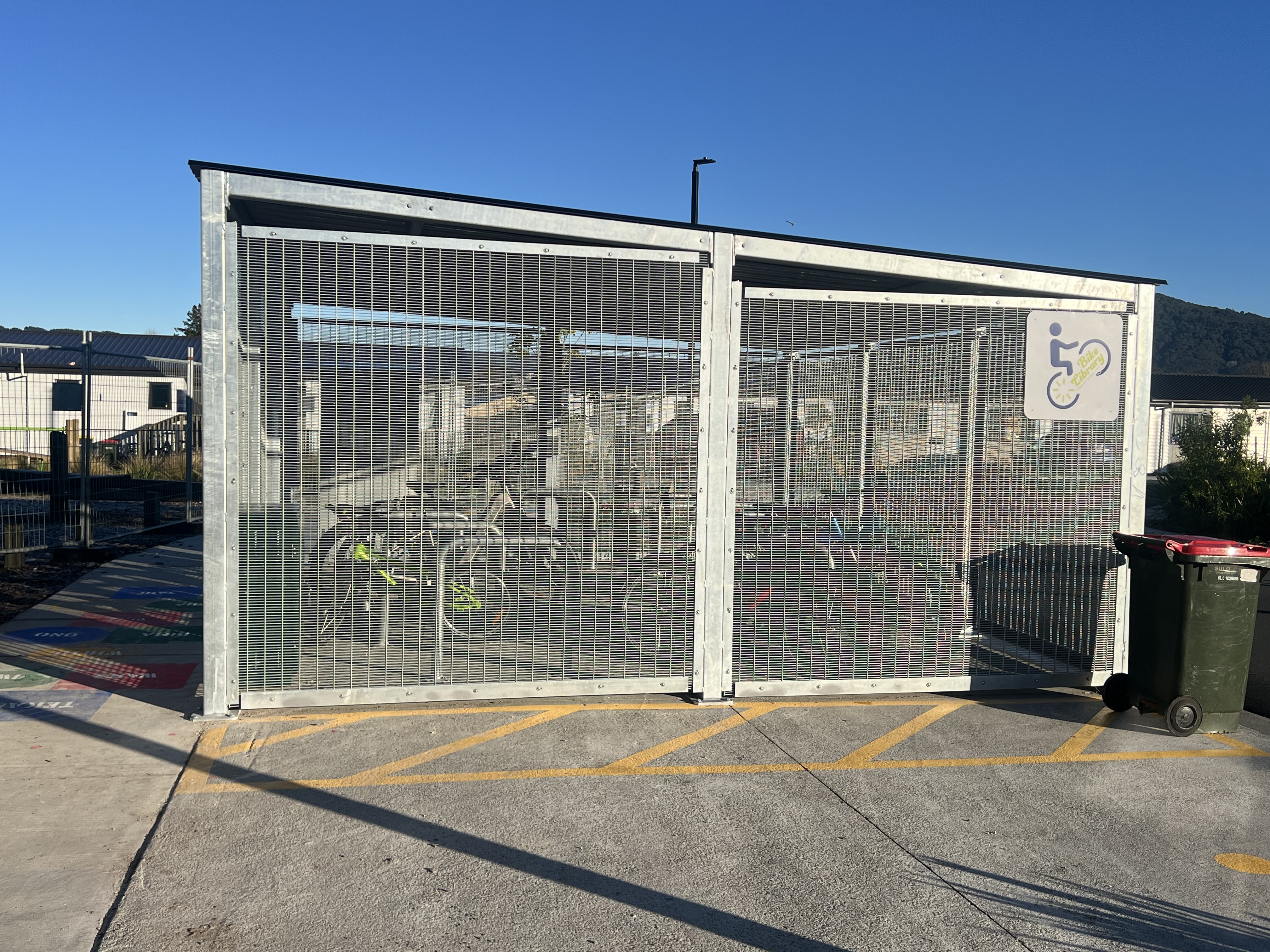 The bike library cage, which cost $35,000, at the Ranolf St and Malfroy Rd Kāinga Ora complex. Photo / Kelly Makiha
