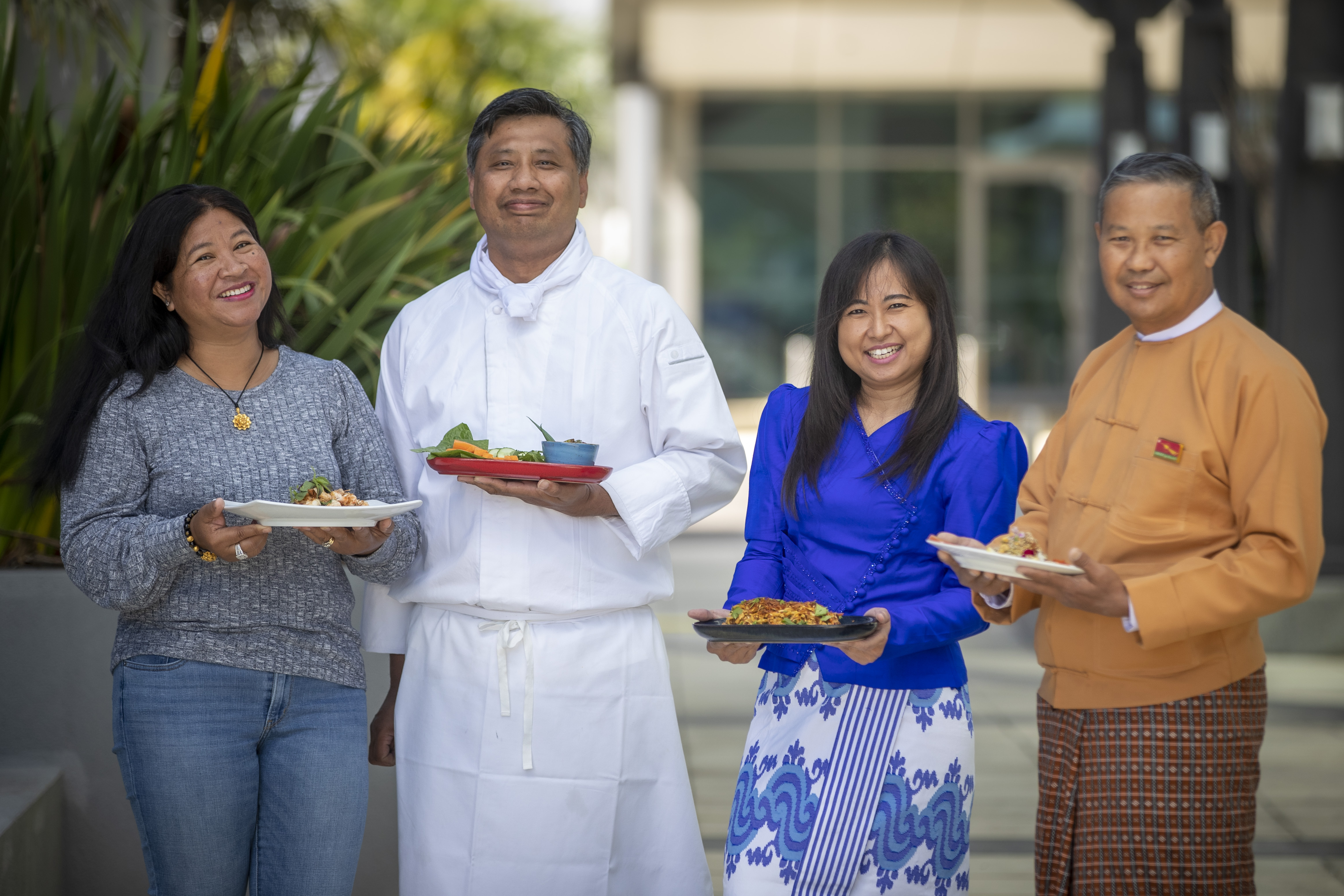Chef Ma, Chef Thu Ya, Wut Yi and Swam Myaing are behind the launch of Auckland's Thingyan Burmese dinner and plans to turn Constellation Cafe into a Burmese restaurant. Photo / Michael Craig