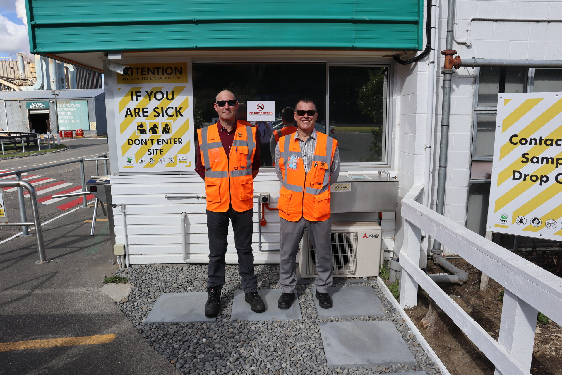 Derek Bensemann (right) with WPI's technical services manager Rodney Gutsell outside the testing lab. Photo / Supplied