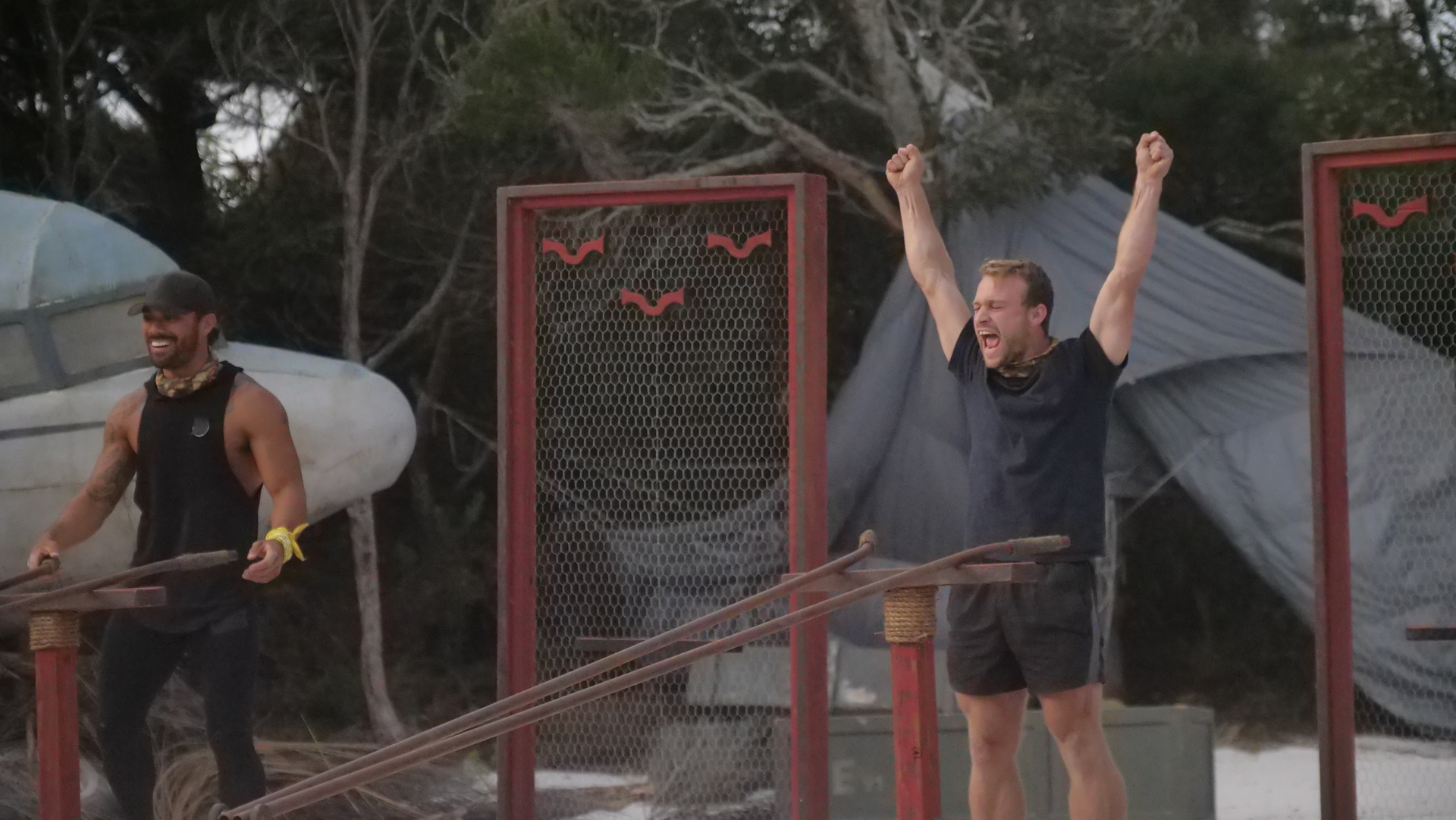 Dylan Schmidt and Eds Eramiha battle it out in the elimination round. Photo / TVNZ