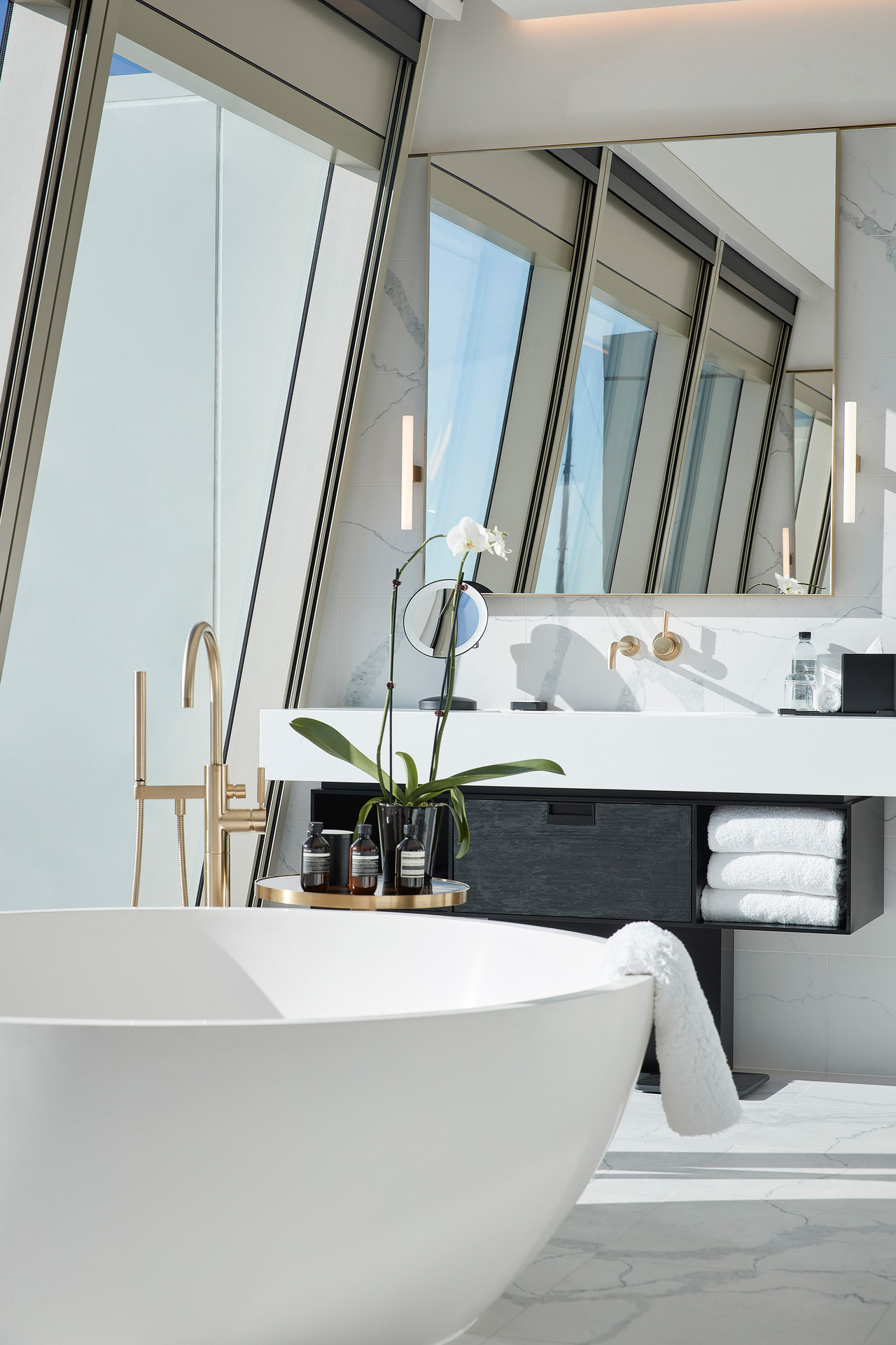 The Presidential suite has a marble bathroom and separate powder room. Photo / Park Hyatt Auckland