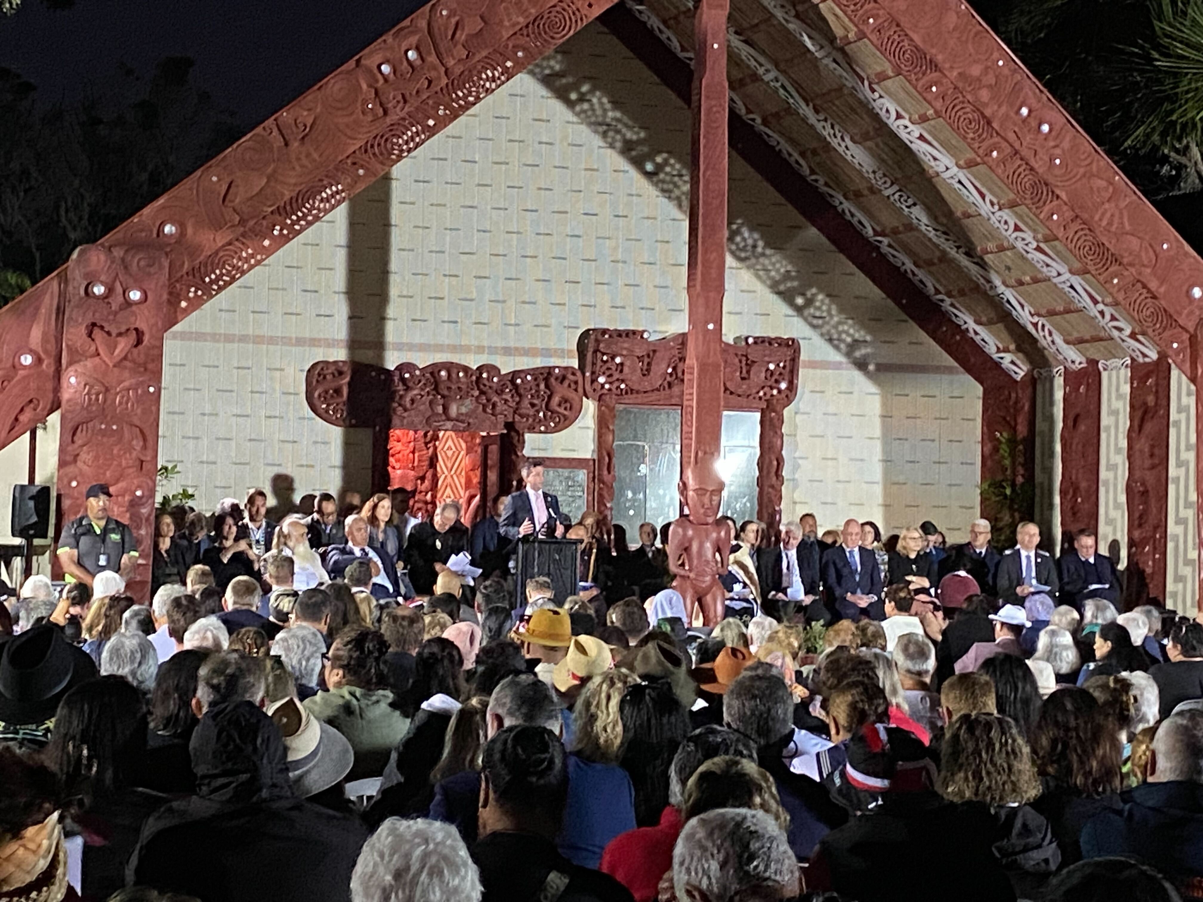 David Seymour was booed by the crowd at the dawn ceremony, where he spoke of the people arriving in New Zealand today and how the country should provide for all. Photo / Ala Vailala