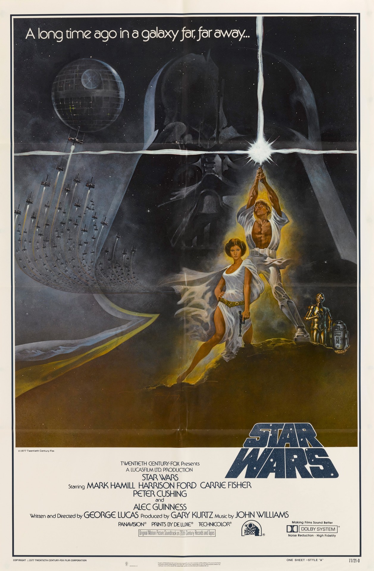 A poster for George Lucas' 1977 fantasy film 'Star Wars' starring Mark Hamill and Carrie Fisher. Photo / Movie Poster Image Art /Getty Images
