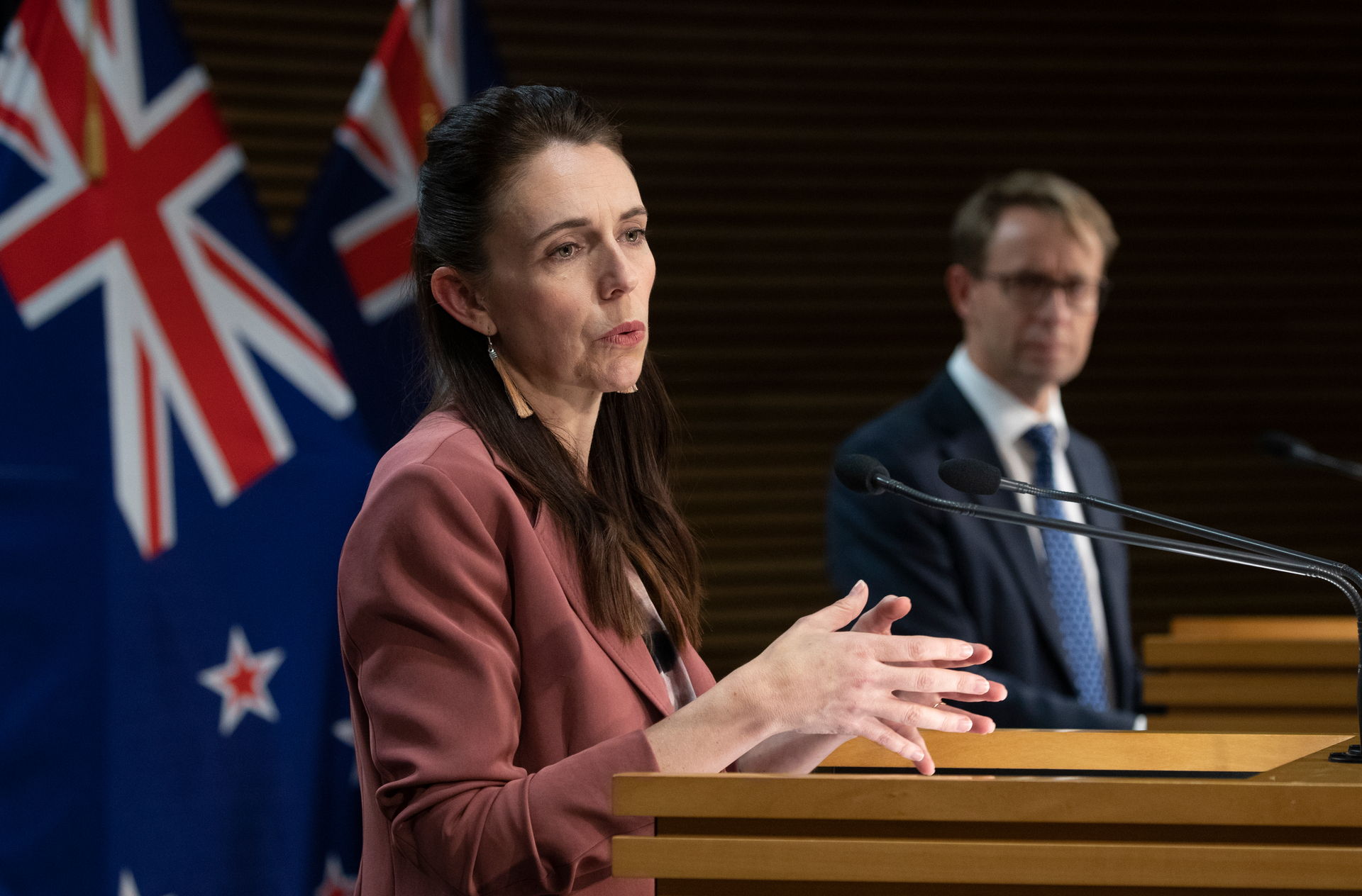 Prime Minister Jacinda Ardern and director general of health Ashley Bloomfield don't expect a massive increase in cases when Auckland moves to step 2 of alert level 3. Photo / Mark Mitchell