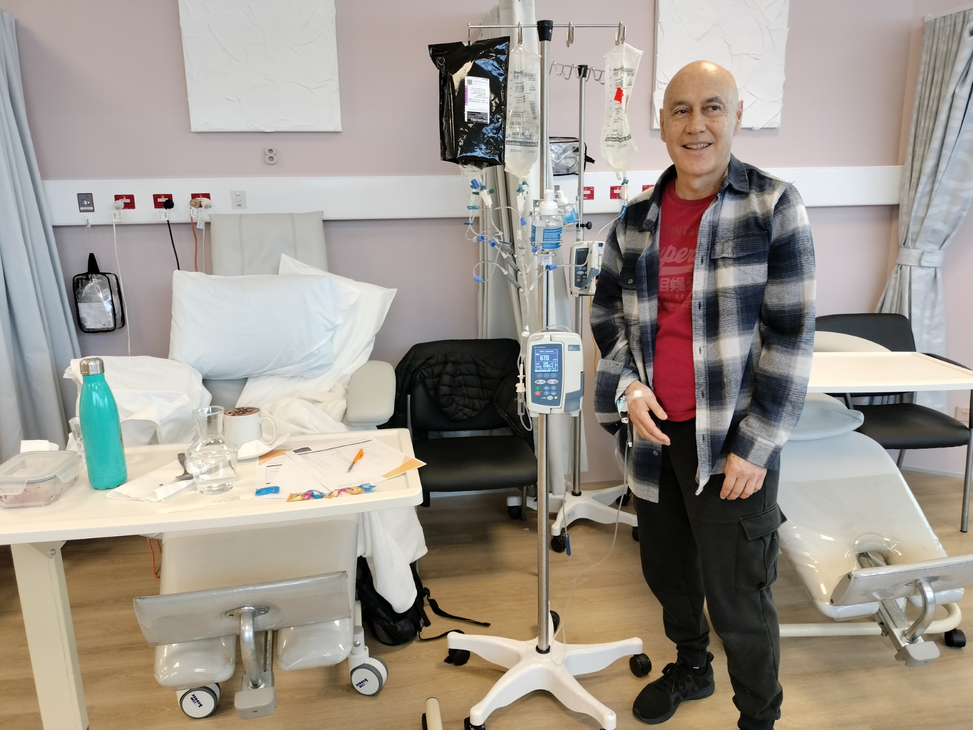 Boris Sokratov' s home away from home at North Harbour Cancer
and Wellness centre.