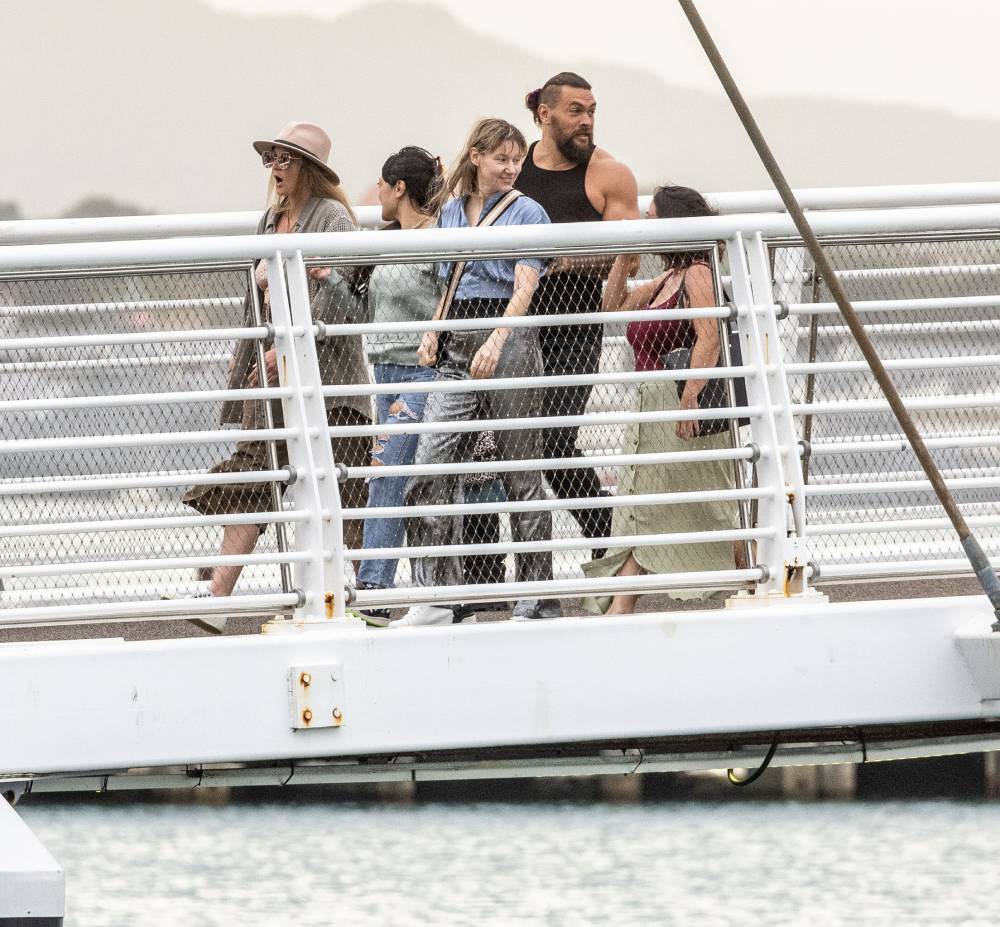 Actor Jason Momoa spotted filming at Wynyard Quarter on Auckland's viaduct. Photo / Michael Craig