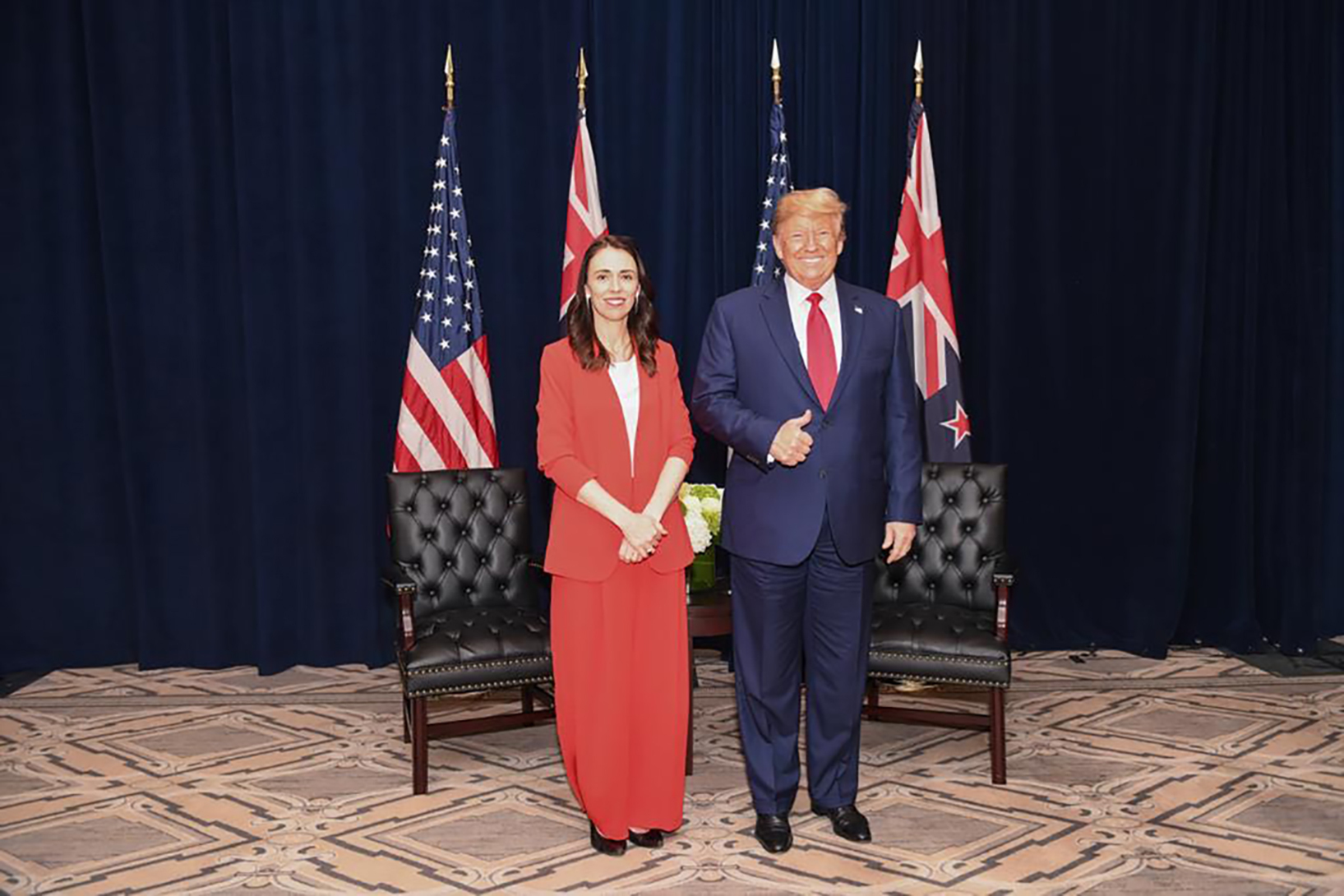 Prime Minister Jacinda Ardern meets US President Donald Trump in New York in 2019.