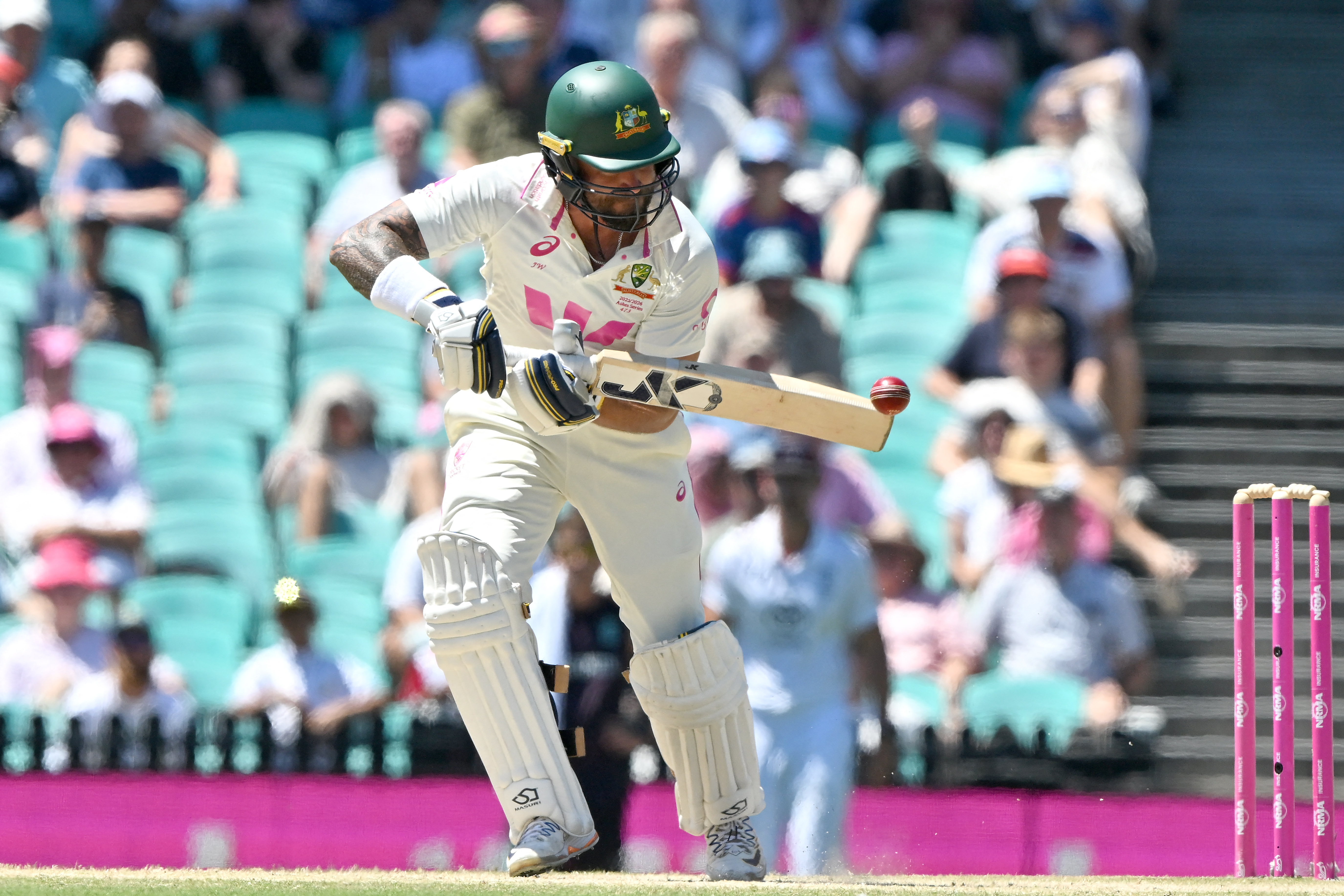 Australia's Jake Weatherald plays a shot on final day of the fifth Ashes test. Photo / AFP