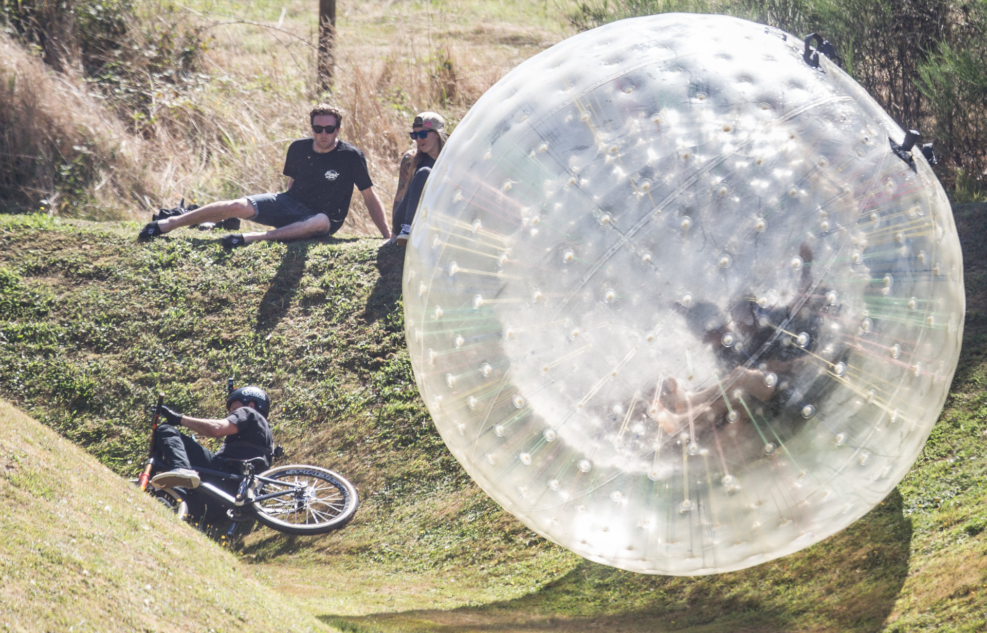 Nitro Circus riders try their best Indiana Jones impression with Zorb ball  for new show - NZ Herald