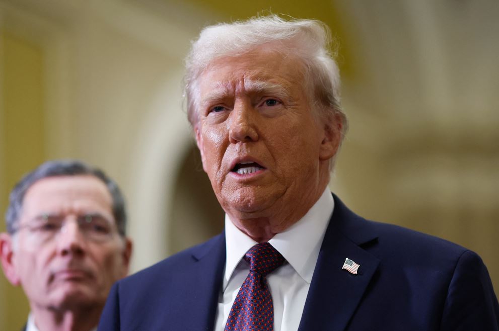 US President-elect Donald Trump speaks to the press after paying respect at the Lying in State Ceremony for former President Jimmy Carter. Photo / AFP