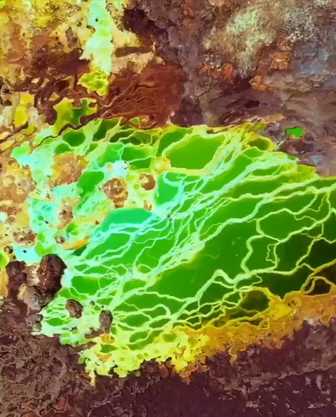 Welcome to Hell: The green and yellow sulphur pools of the depression. Photo / Supplied