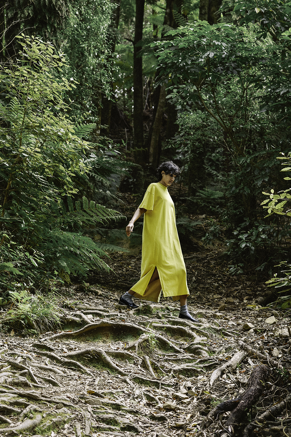 Kowtow’s new collection includes a sunny boxy T-shirt dress in the shade Daffodil. “We don’t have a fabric merchant who we work with,” says founder Gosia Piatek, “we create the fabric ourselves.” Photo / Sarah Burton
