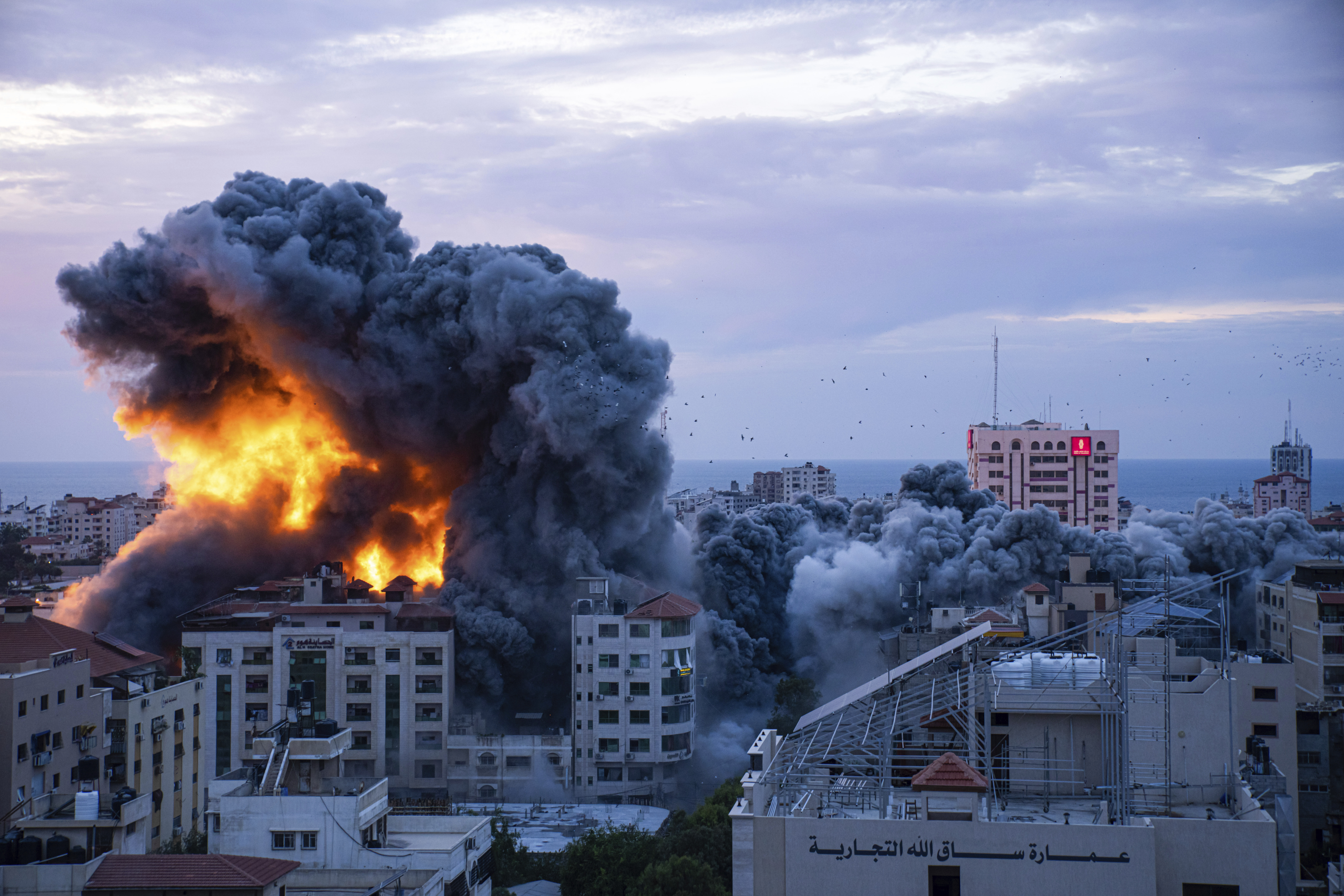 Fire and smoke rises following an Israeli airstrike in Gaza. Photo / AP
