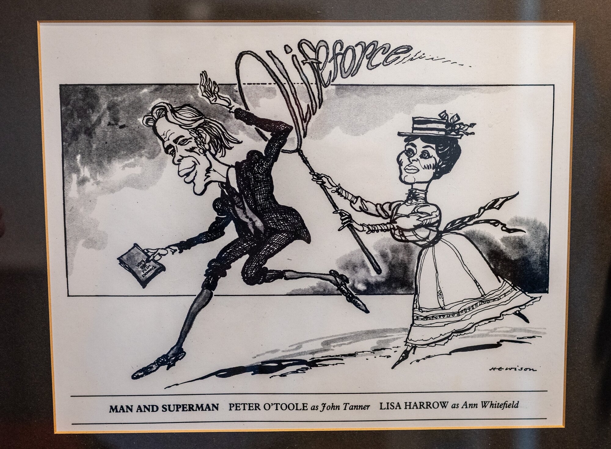A cartoon in Punch magazine depicting Peter O'Toole and Lisa Harrow in George Bernard Shaw's play Man and Superman. Photo / Michael Craig