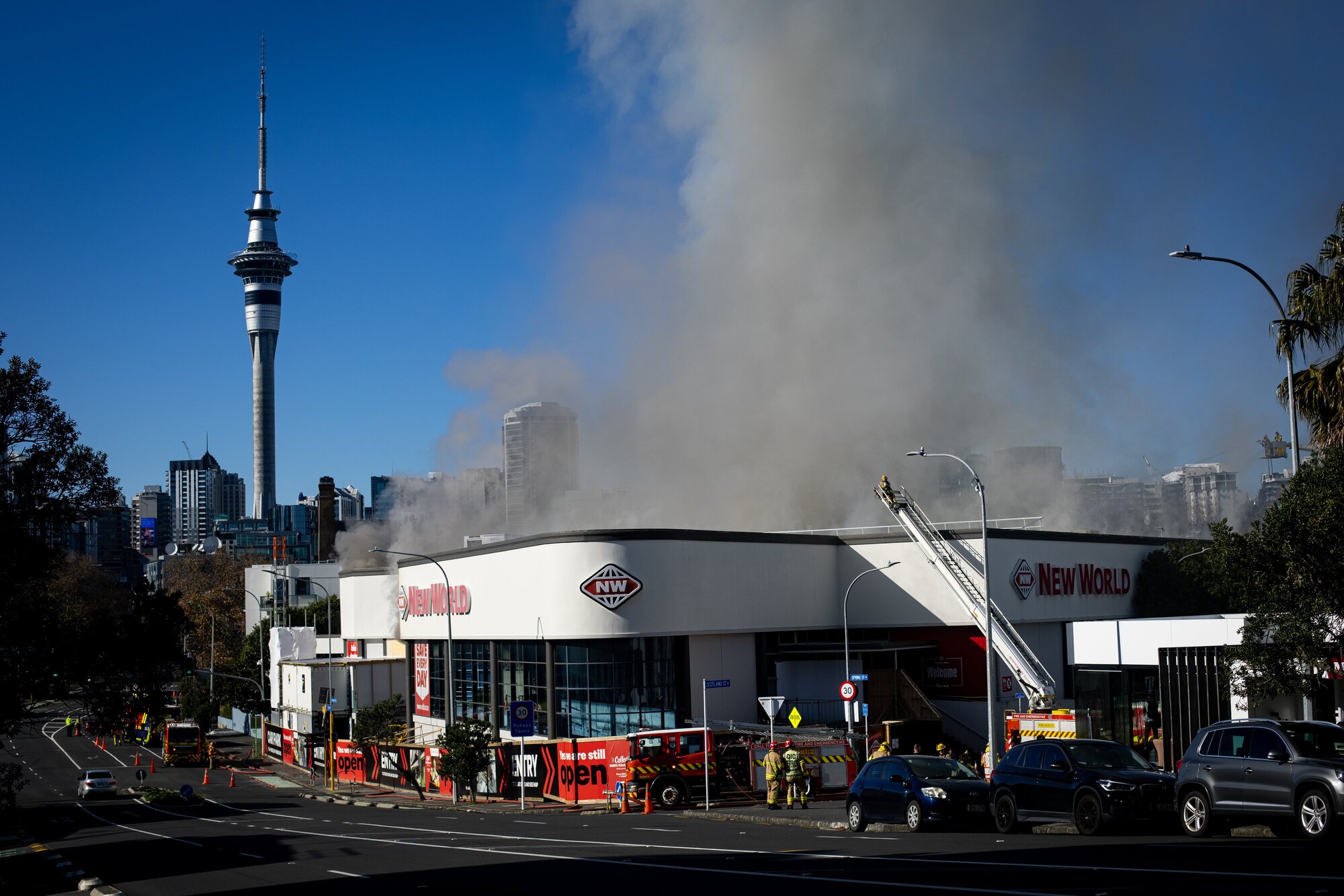 Yesterday, customers were forced to drop their shopping and evacuate when the fire alarm sounded about 11.18am. Photo / Dean Purcell
