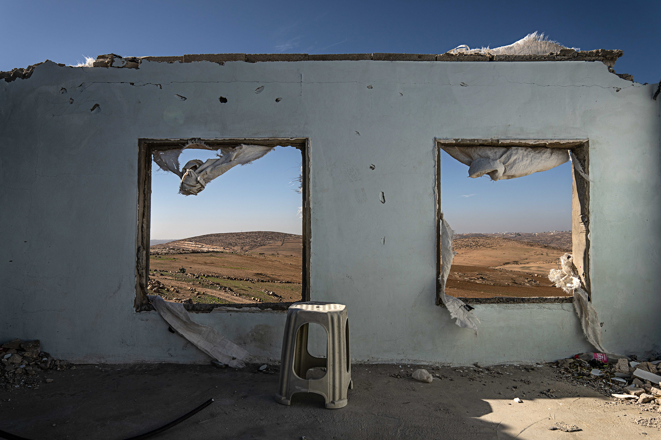 A demolished home in the West Bank village Khirbet Zanuta. Photo / Samar Hazboun for The New York Times
