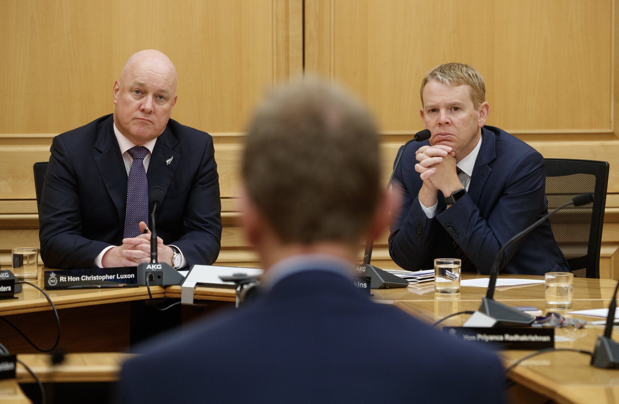 PM Christopher Luxon's (left) support for Ukraine has been welcomed by Labour's Chris Hipkins (right). Photo / Mark Mitchell