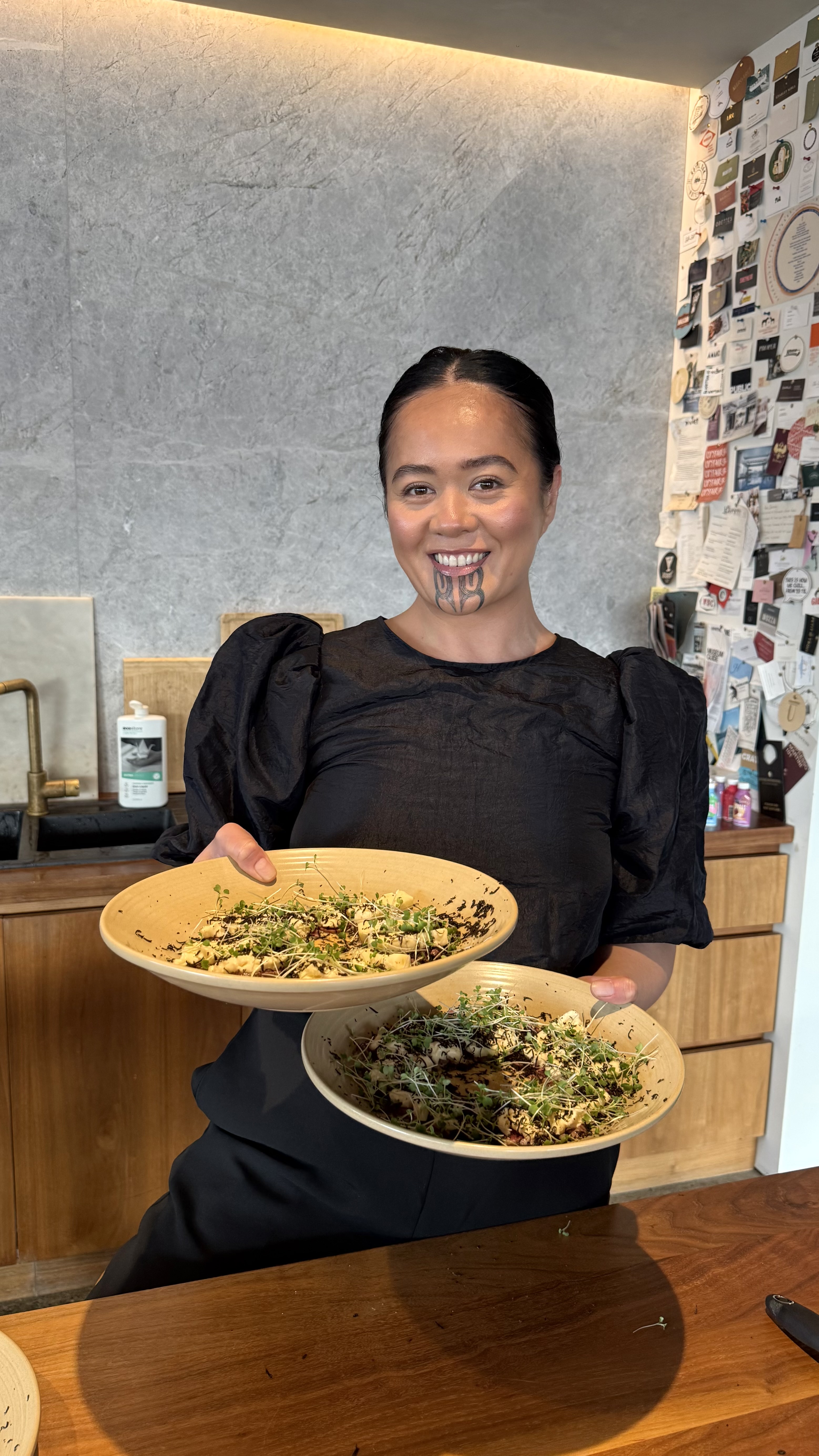 Content creator Raukura Huata is a trained sommelier, and posts videos where she matches wines to kai Māori. Photo / Supplied