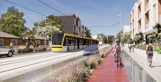 Auckland Light Rail will be separated from other road users to minimise disruption. Photo / Supplied