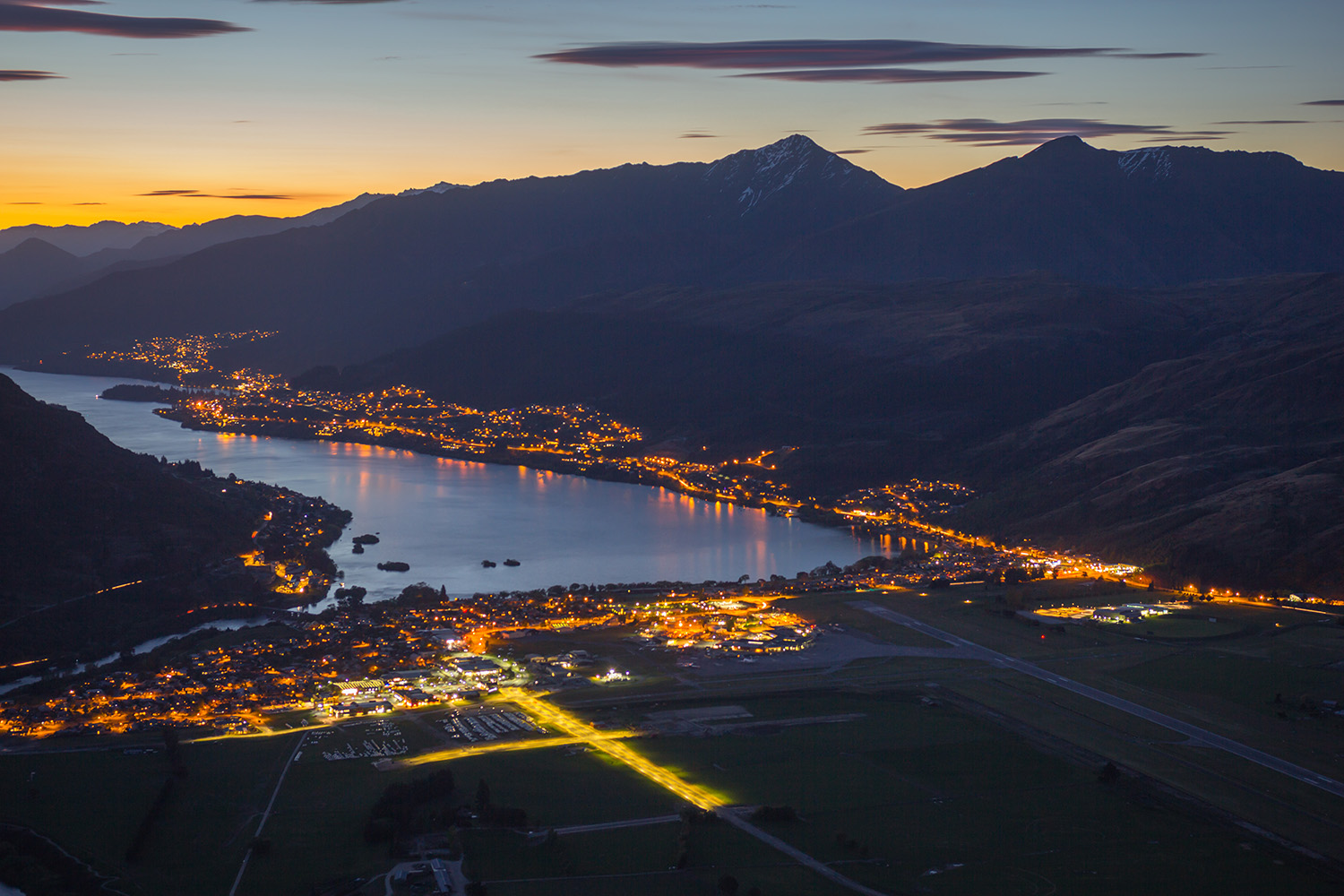 The view over Frankton at dusk.