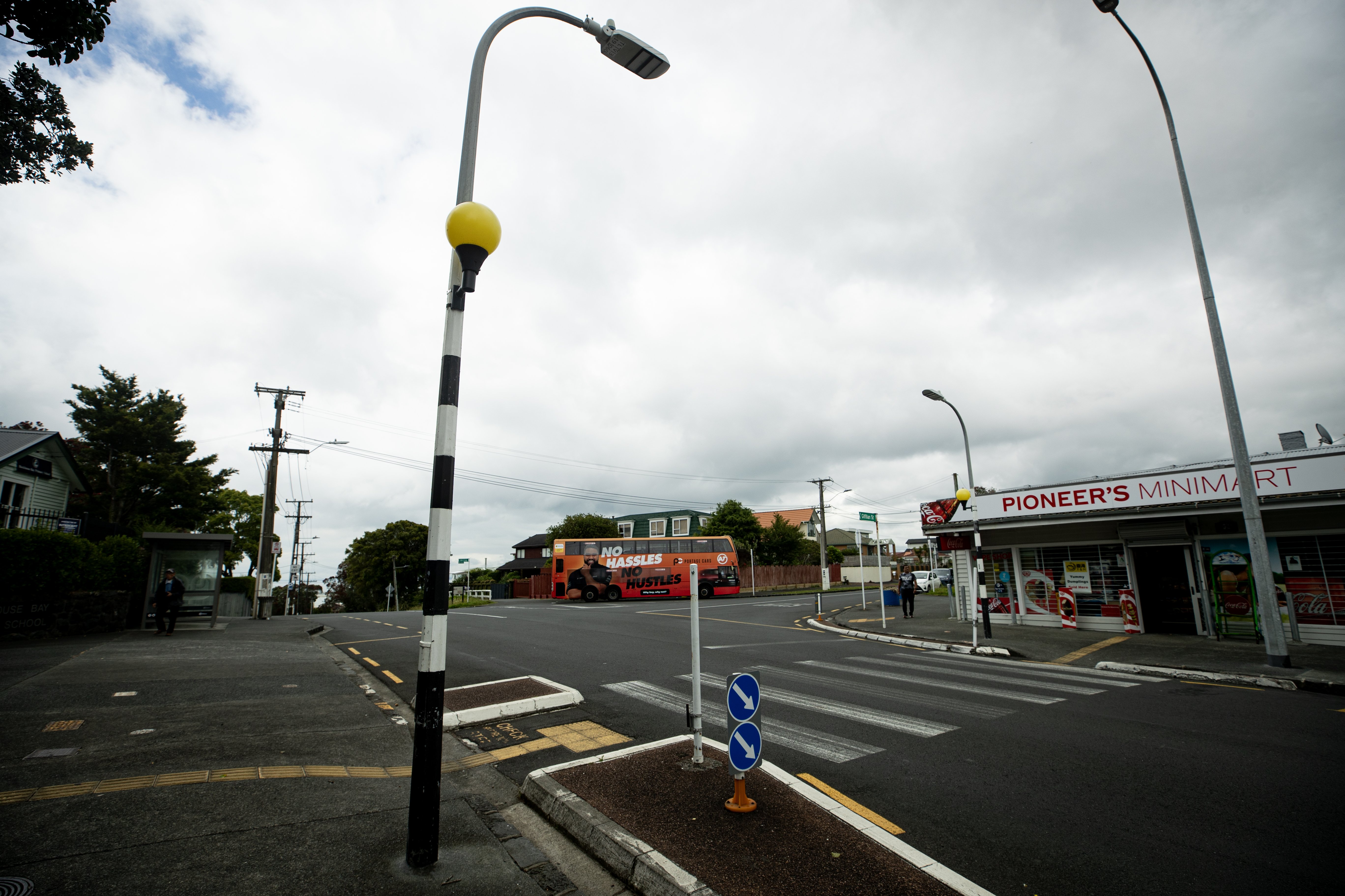 The pedestrian crossing in the Blockhouse Bay shopping centre that Auckland Transport wants to upgrade at a cost of up to $300,000. Photo / Dean Purcell