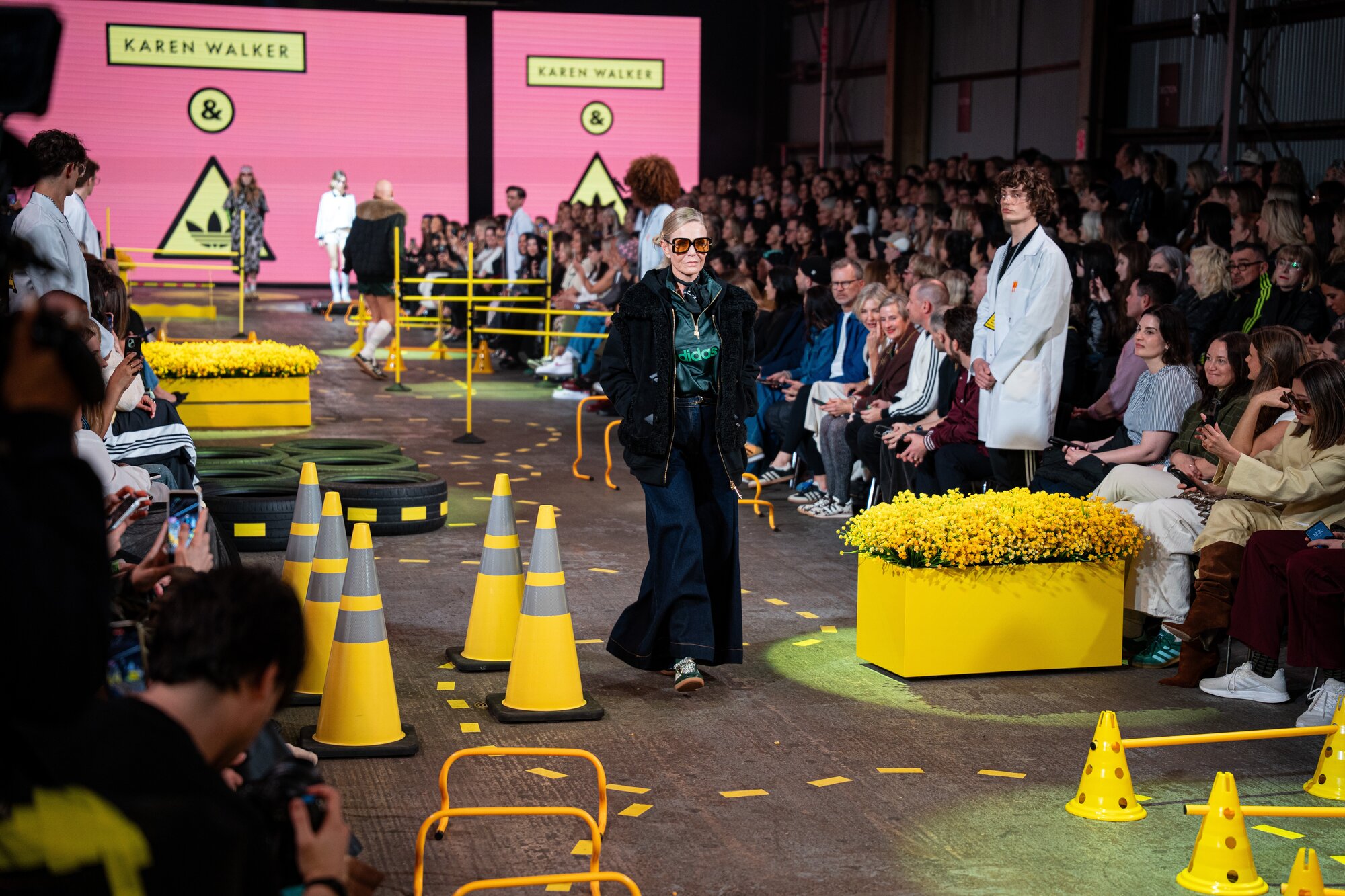 Lorraine Downes walks the runway for Karen Walker. Photo / Alyse Wright