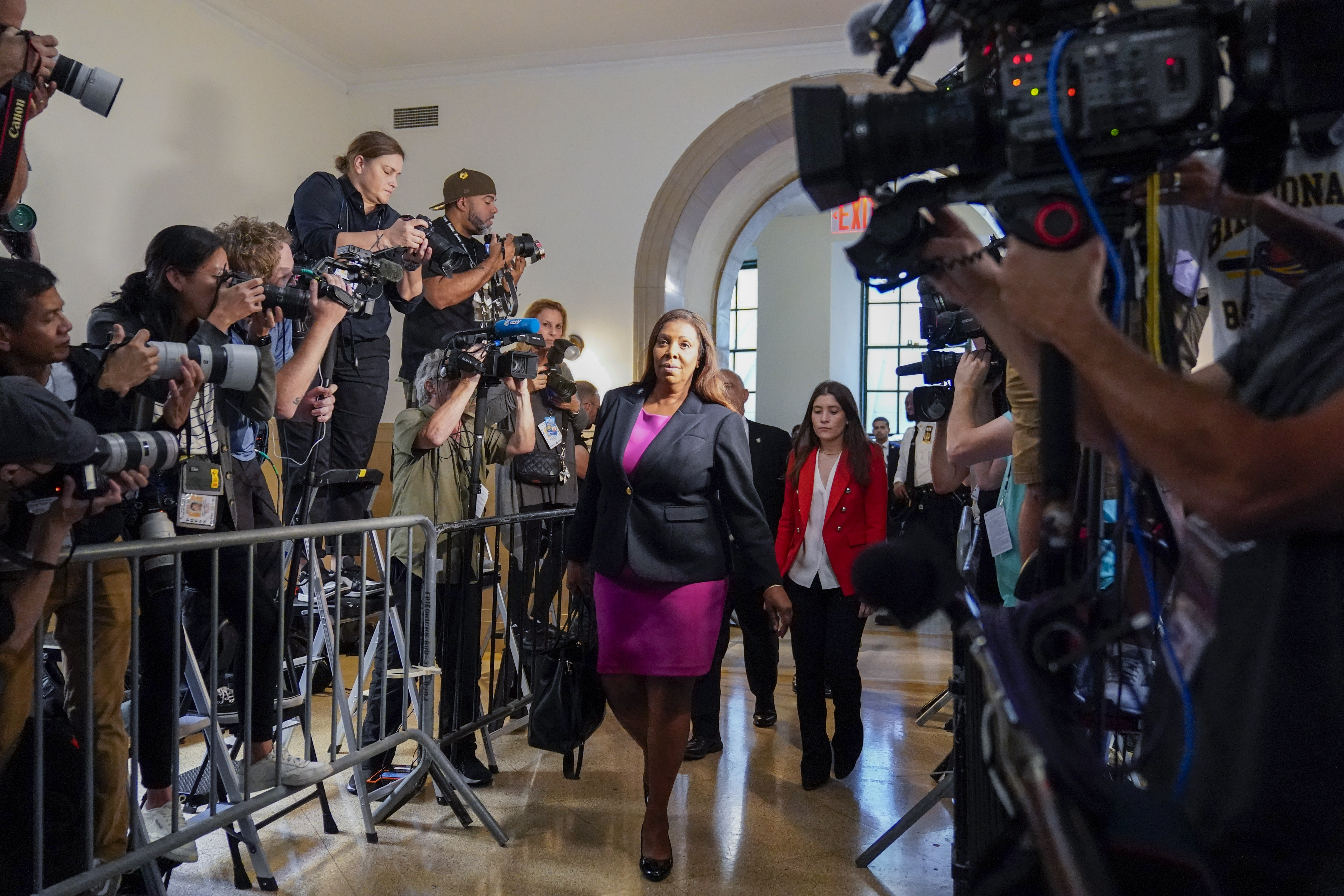 New York attorney-general Letitia James arrives at New York Supreme Court. Photo / AP