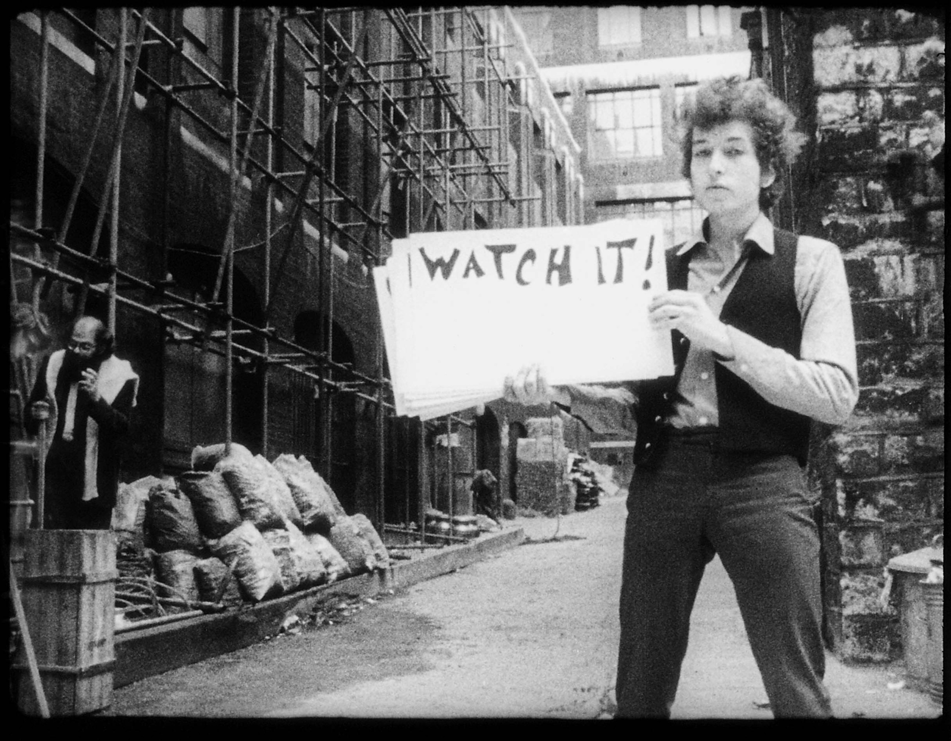 A still of Bob Dylan from the film accompanying Subterranean Homesick Blues. Photo / Supplied, File