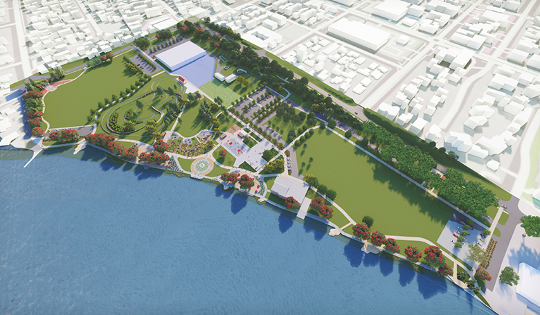 An architect's render of the Memorial Park upgrades. Photo / Tauranga City Council