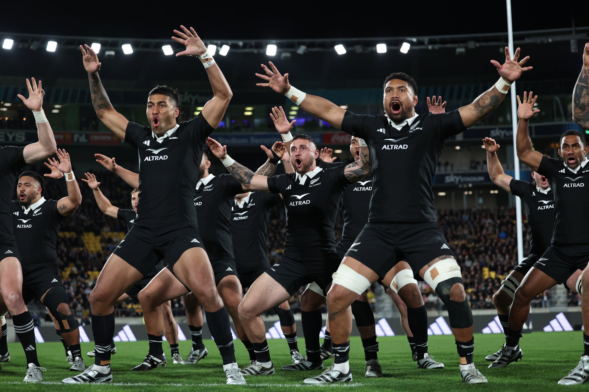 The All Blacks perform the haka before last year's Argentina test in Wellington. Photo / Photosport