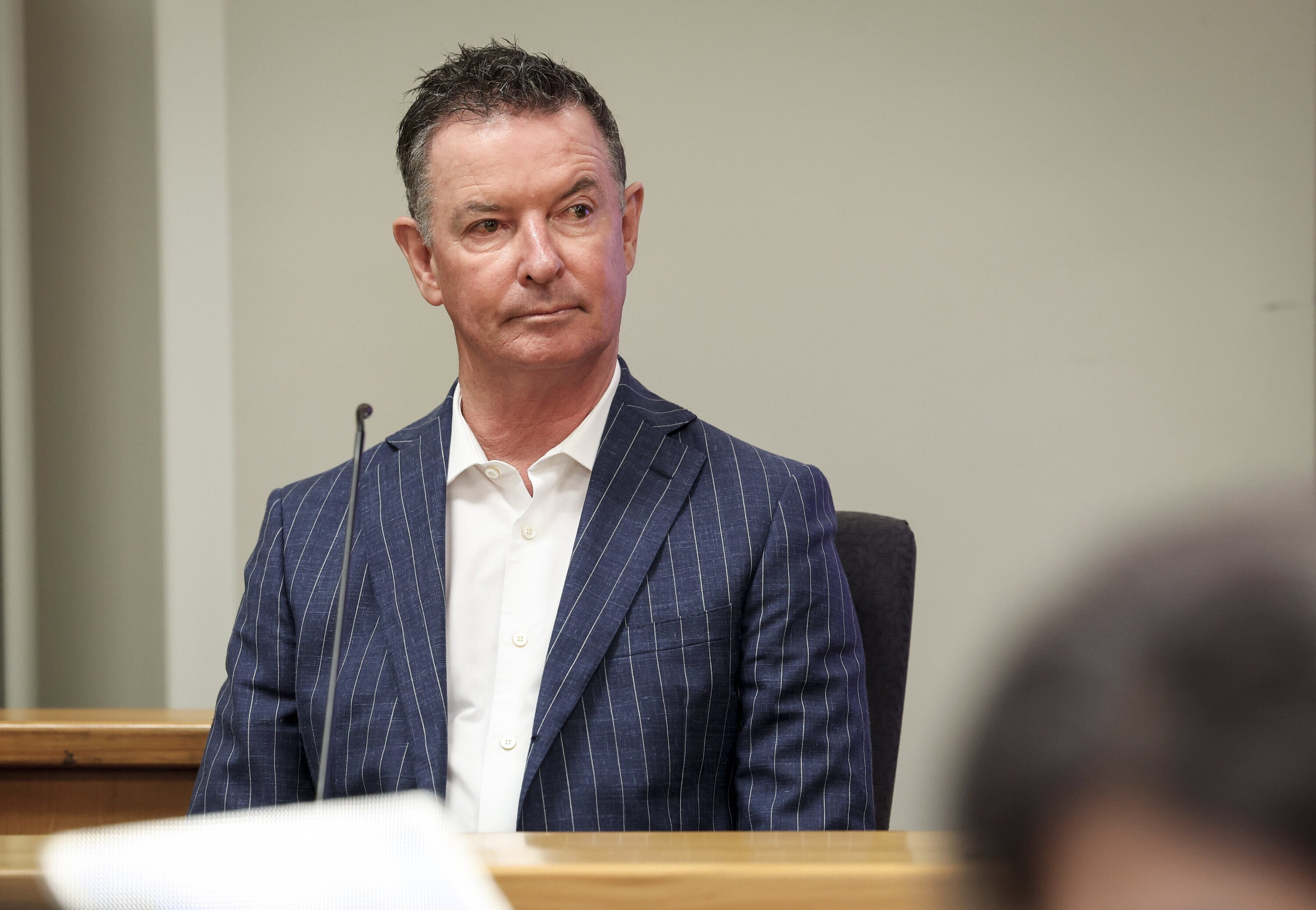 Former Port of Auckland CEO Tony Gibson gives evidence in his own defence in his trial at Auckland District Court over the death of port worker Pala'amo Kalati in 2020. Photo / Jason Oxenham