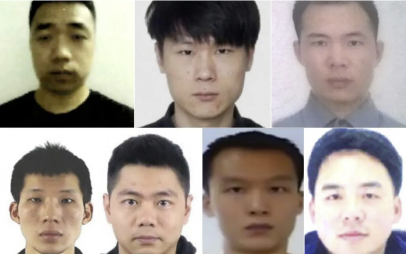 Top left to right: Ni Gaobin, Weng Ming and Cheng Feng. Bottom left to right: Peng Yaowen, Sun Xiaohui, Xiong Wang and Zhao Guangzong.