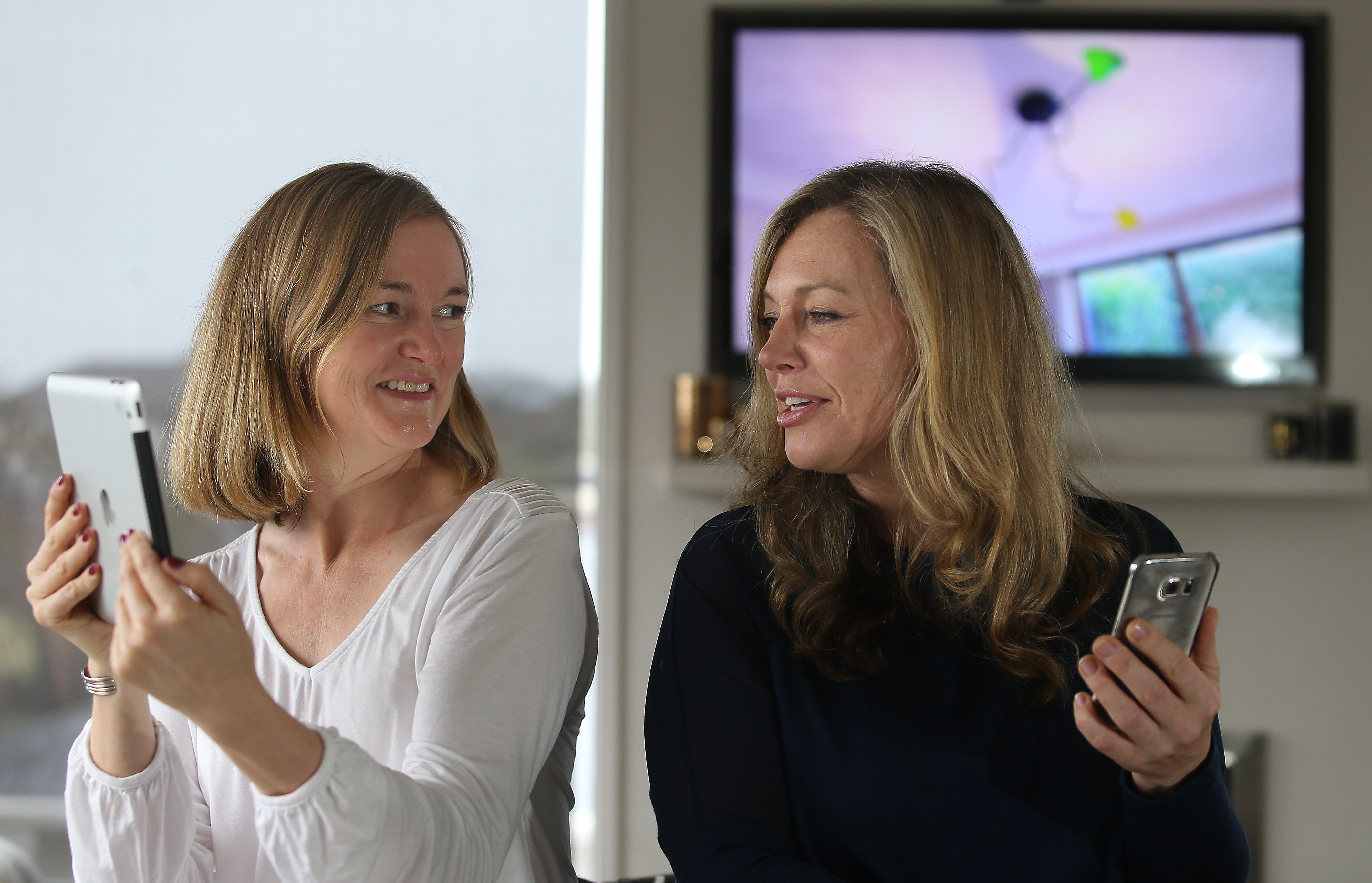 Juliet Rowan and Nicky Atkins worry about the impacts of too much screen time on their children. Photo/John Borren