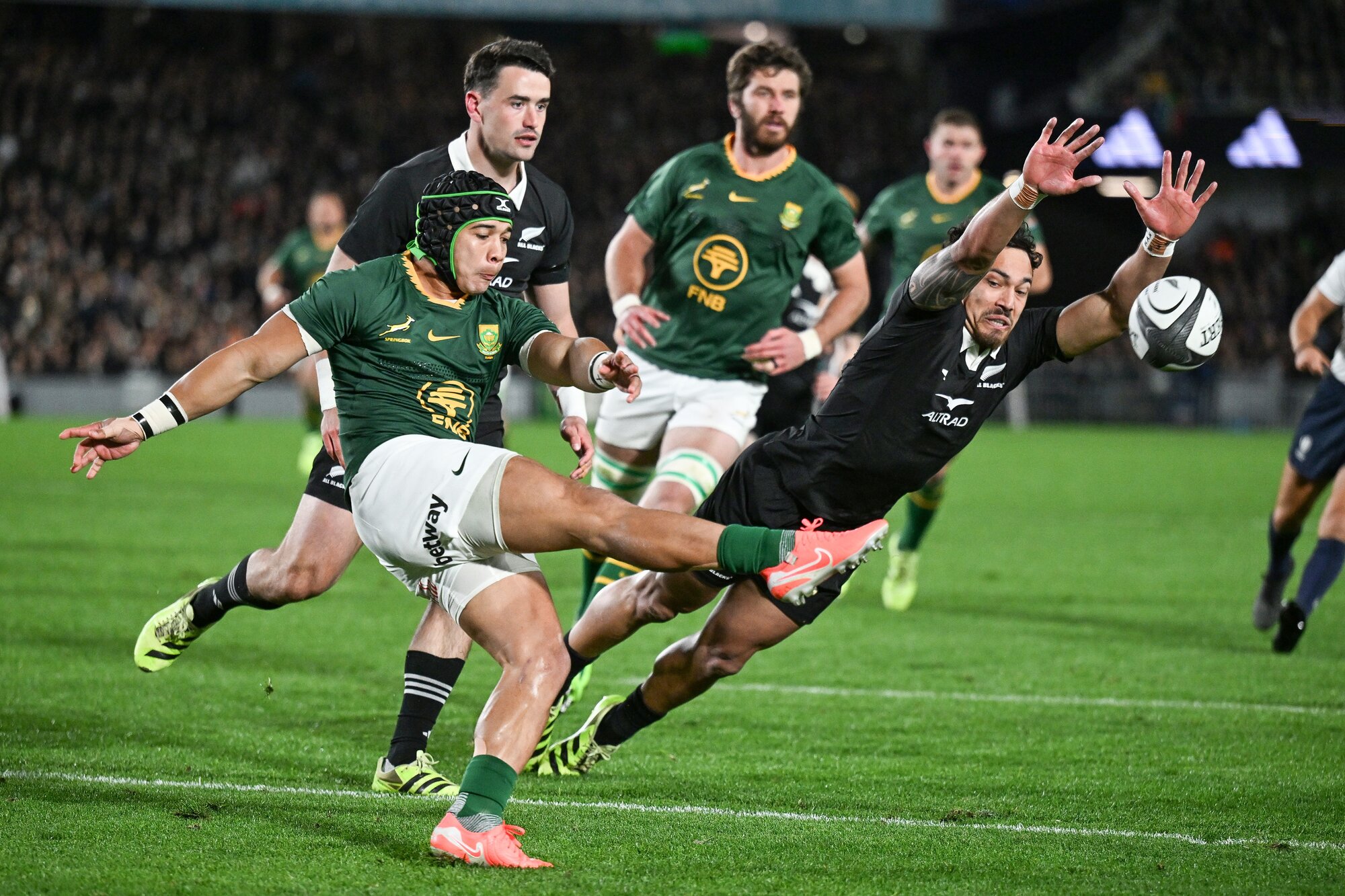 Cheslin Kolbe is the only member of the backline who will return in the starting line-up for the Springboks in the second test against the All Blacks. Photo / Photosport