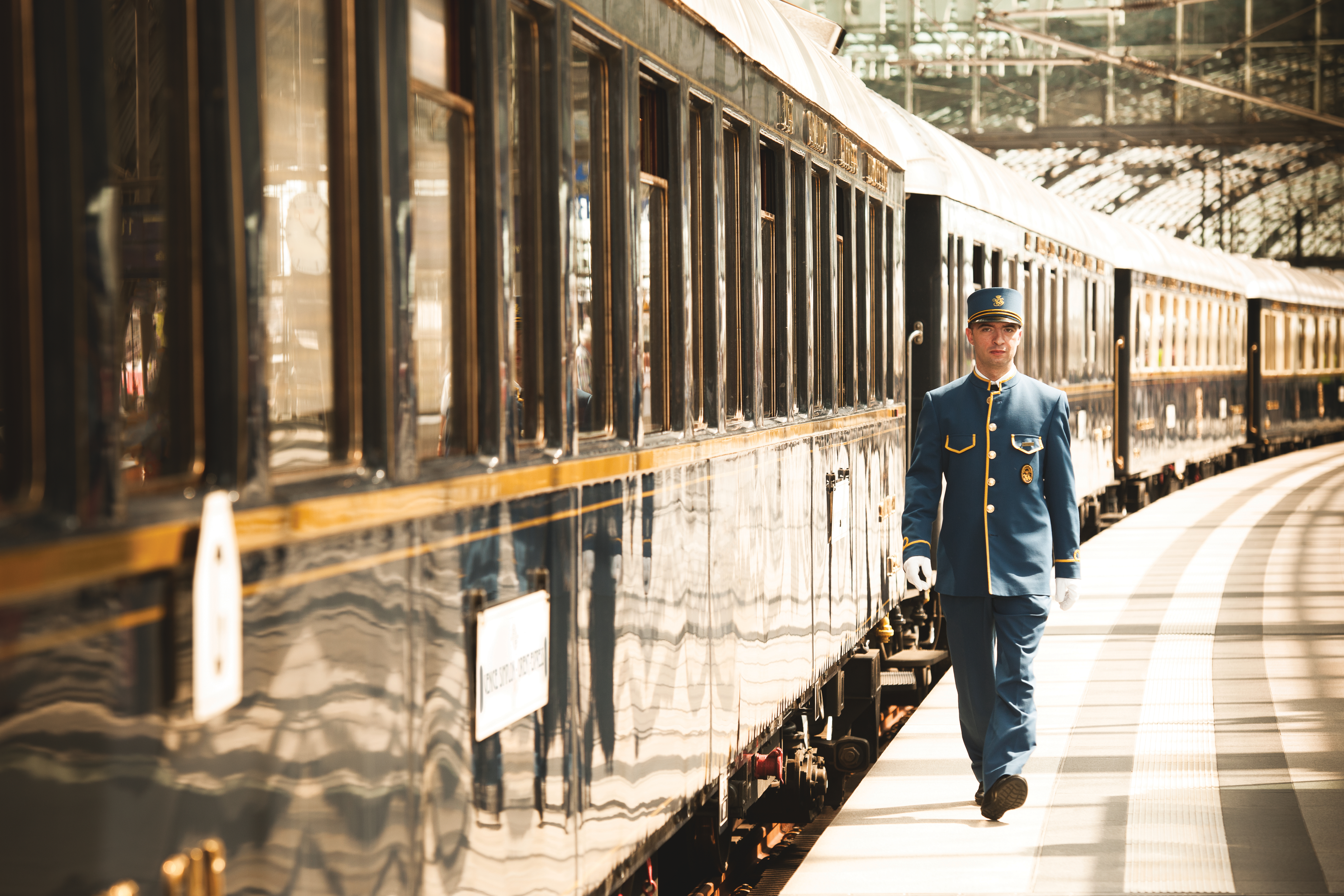 The Venice Simplon Orient Express is an art deco icon, a century of grace and elegance reflected in its vintage cabins, classic cuisine, onboard entertainment
and the landscape outside. Photo / Belmond