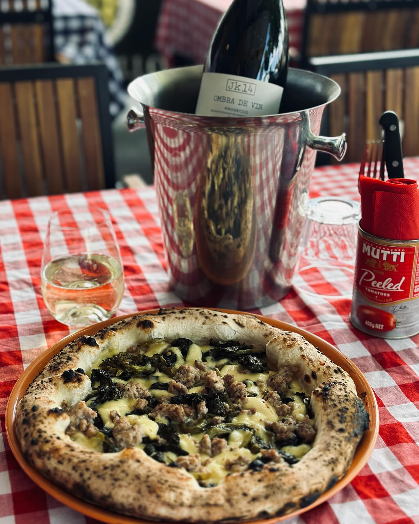 Pizza and prosecco at Settebello. Photo / @Settebelloauckland