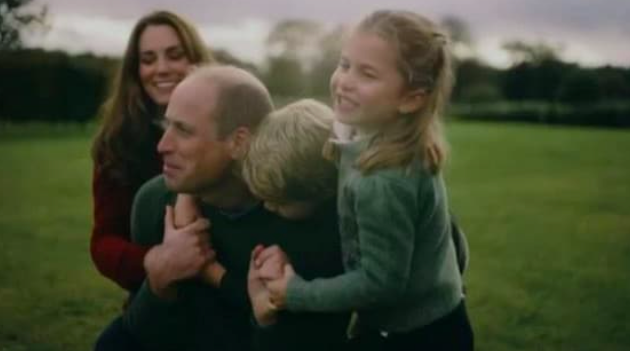 Kate Middleton, Prince William, Prince George and Princess Charlotte at home. Photo / Twitter