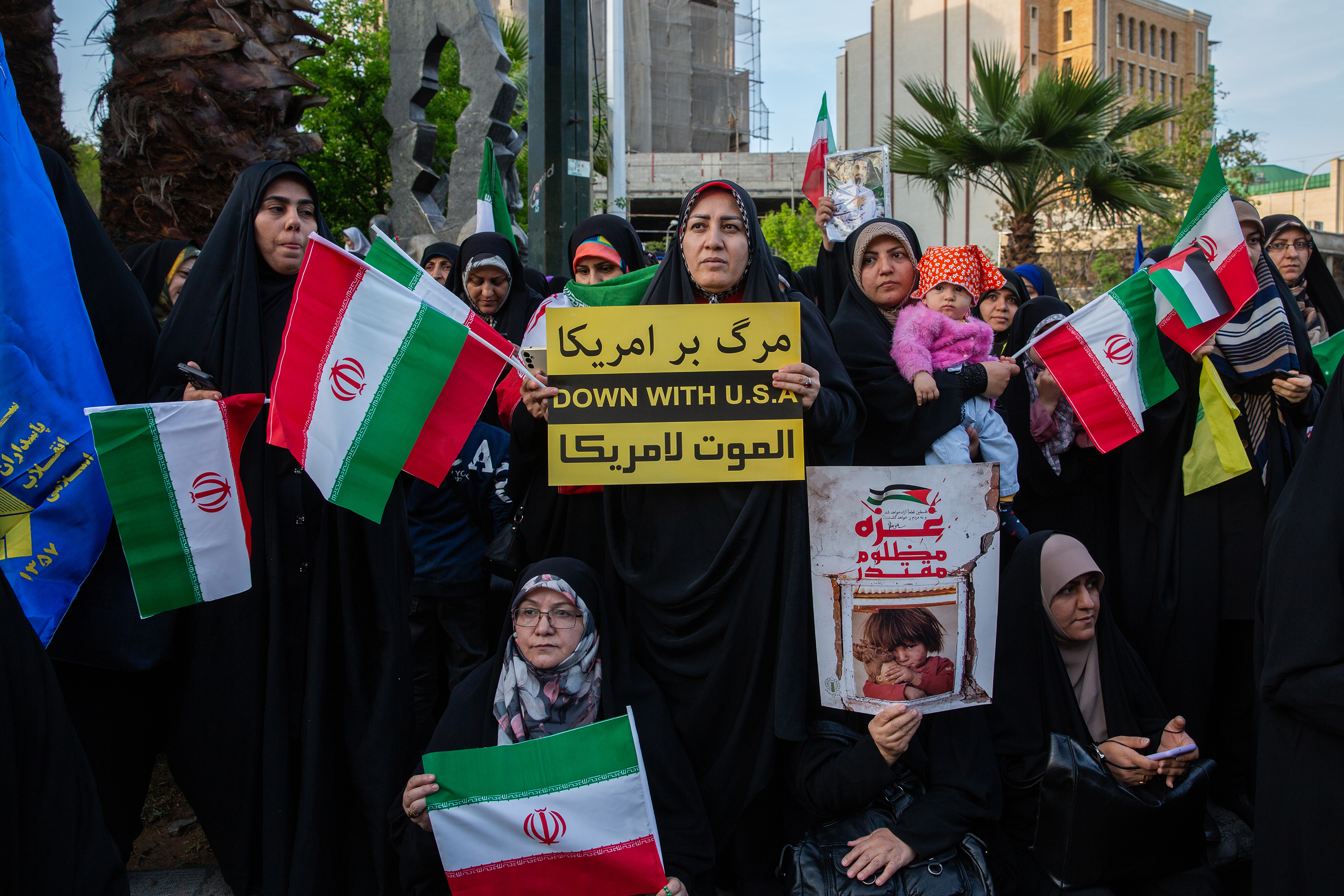 Iranians gathered in Palestine Square in Tehran after their country struck Israel. Photo / Arash Khamooshi, The New York Times