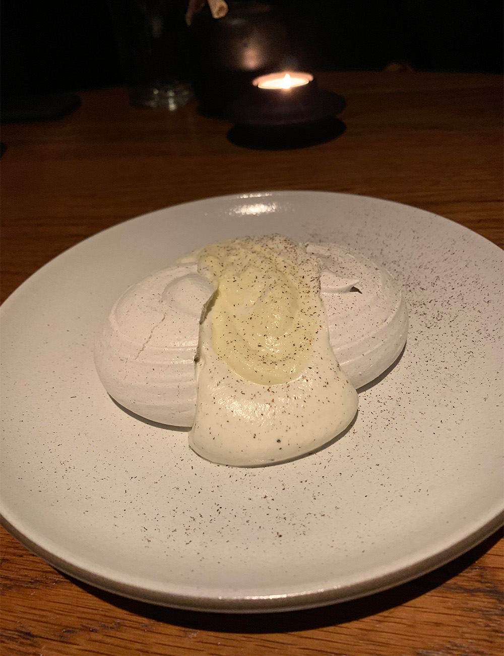 Corn husk meringue from Cosme. Photo / Plabita Florence